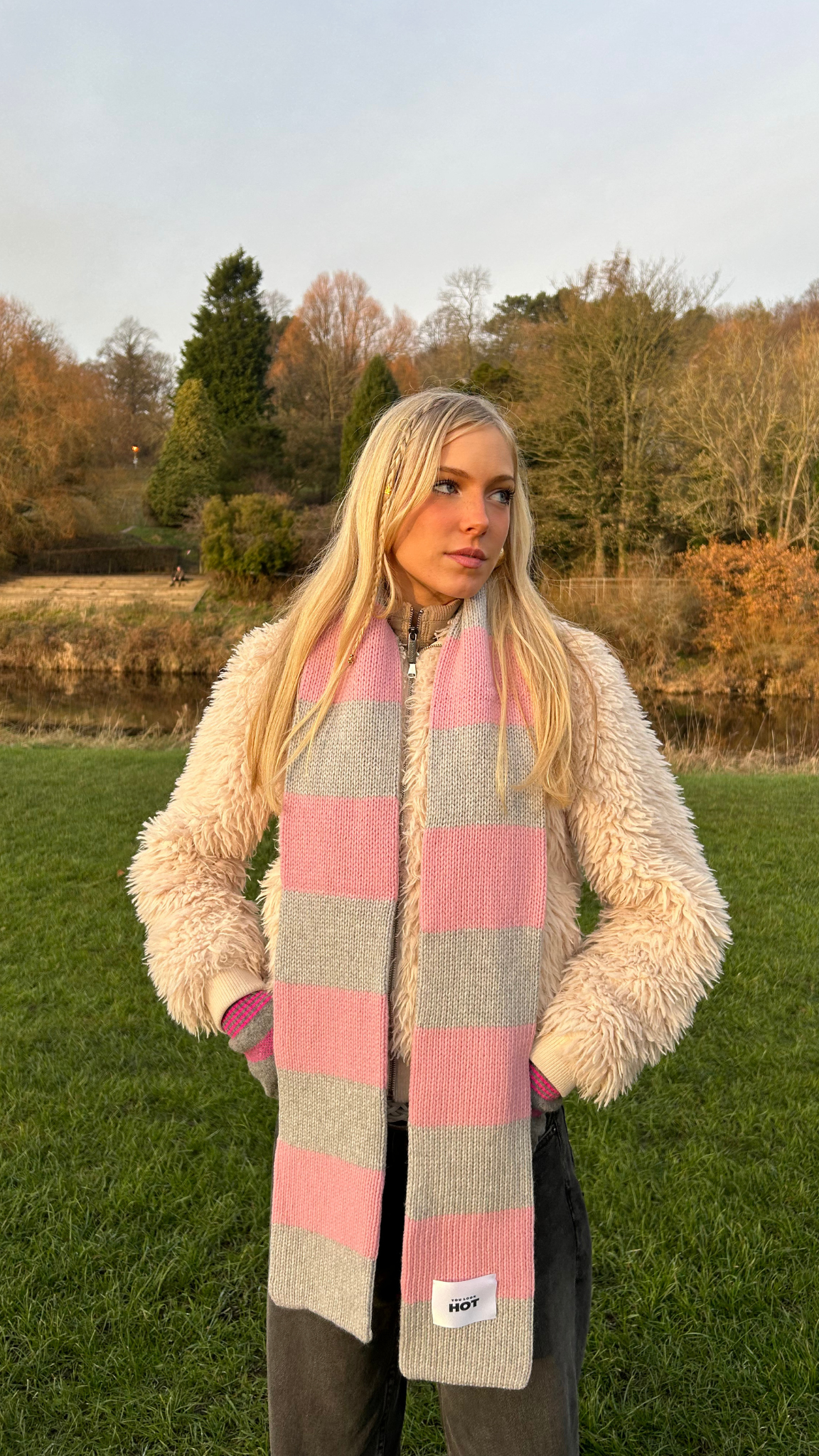 The YLH Scarf - Grey & Light Pink