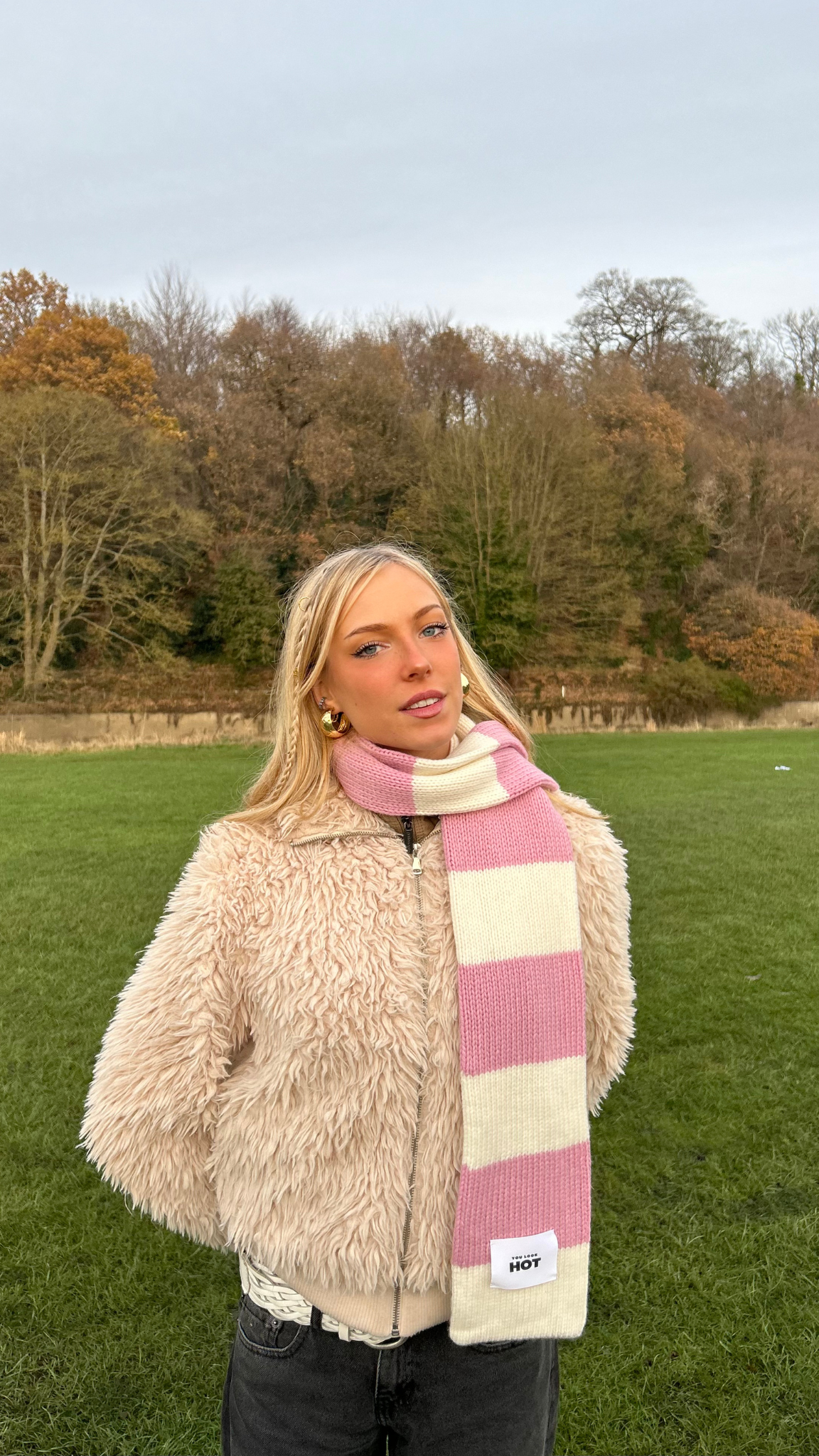 The YLH Scarf - Cream & Light Pink