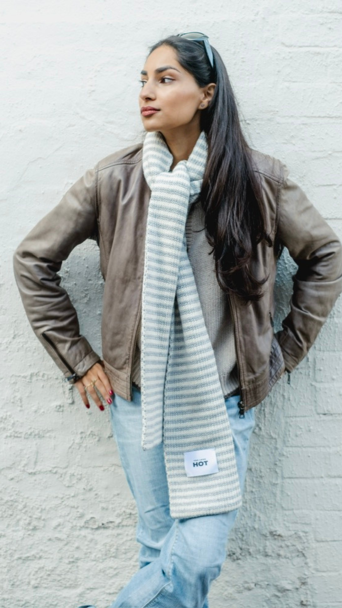 The Lorelai Scarf - Grey & Cream