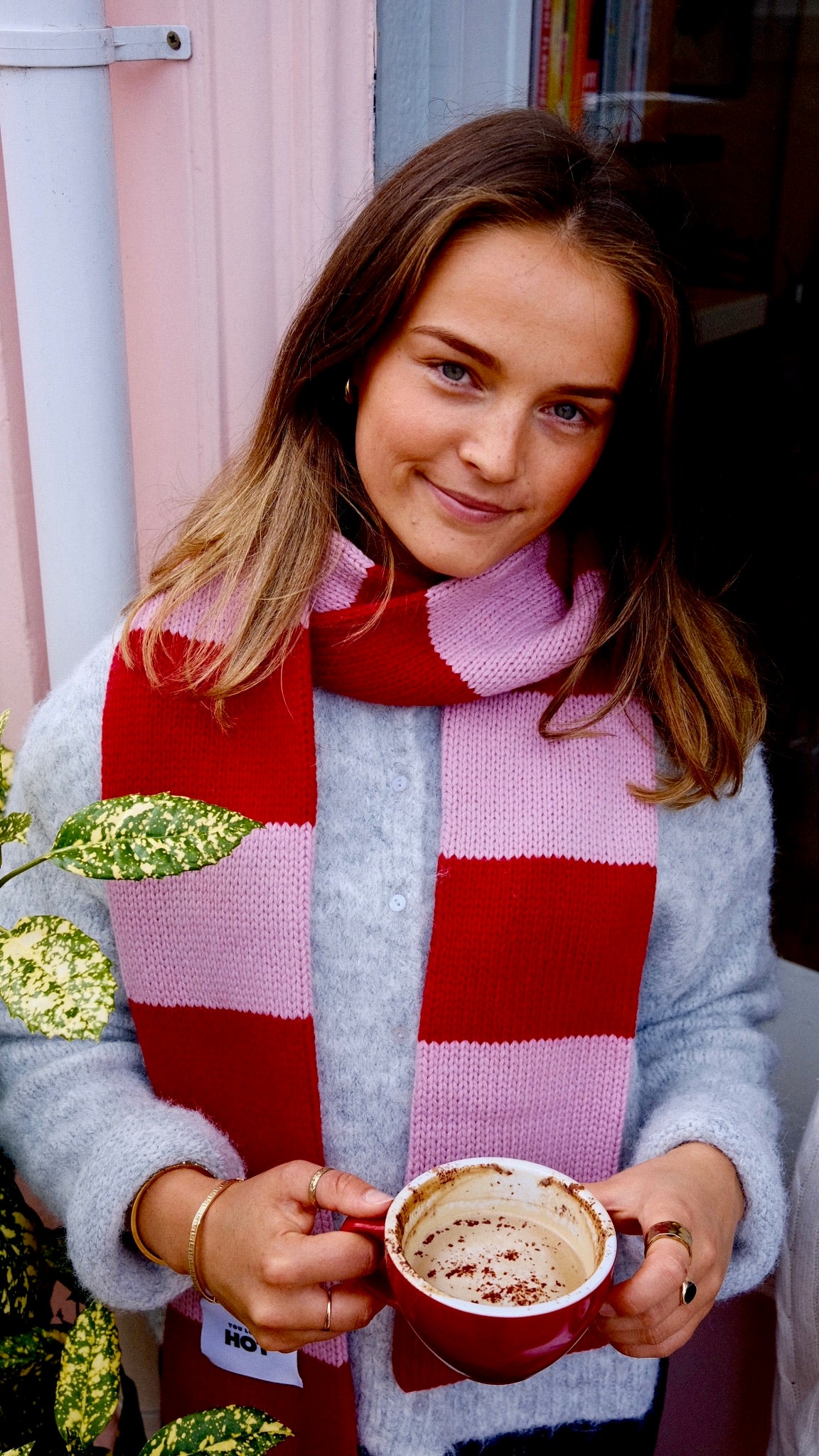 The YLH Scarf - Baby Pink & Red