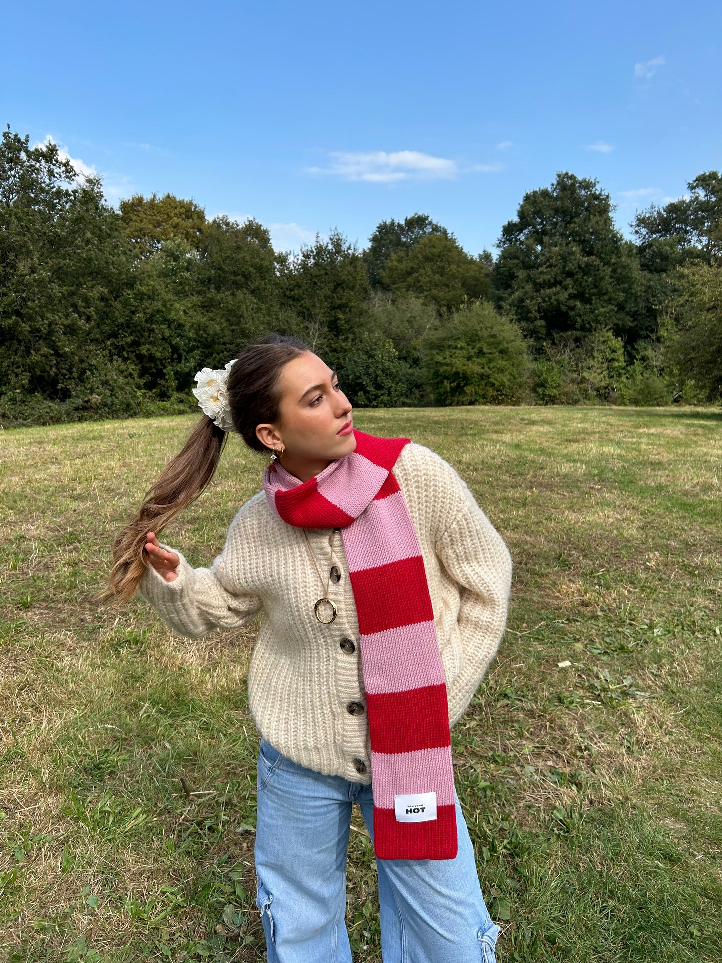 The YLH Scarf - Baby Pink & Red