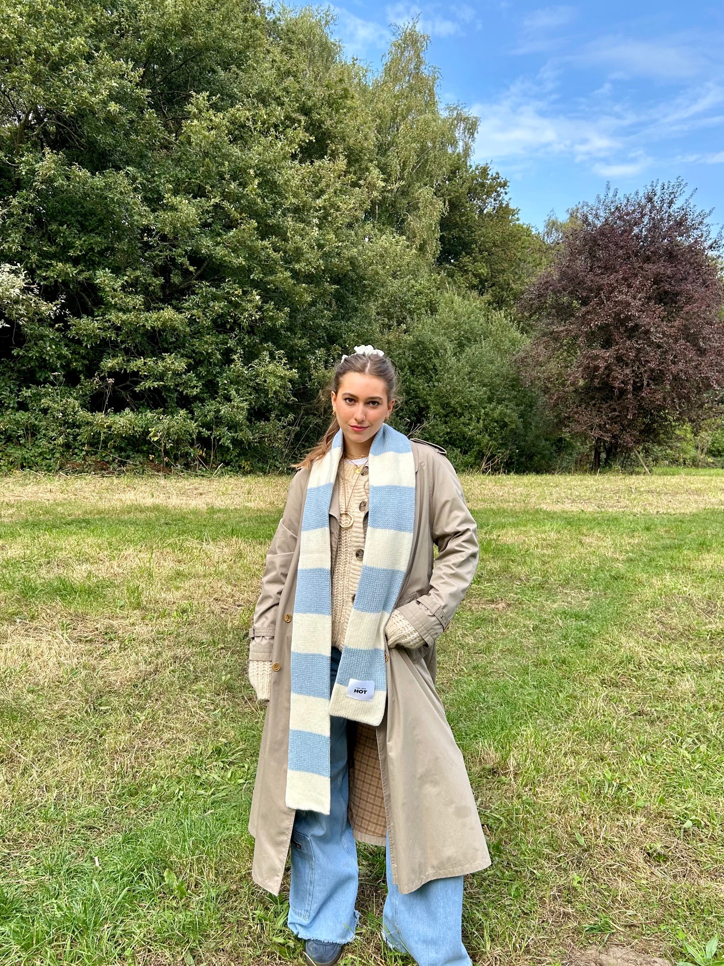 The YLH Scarf - Cream & Baby Blue