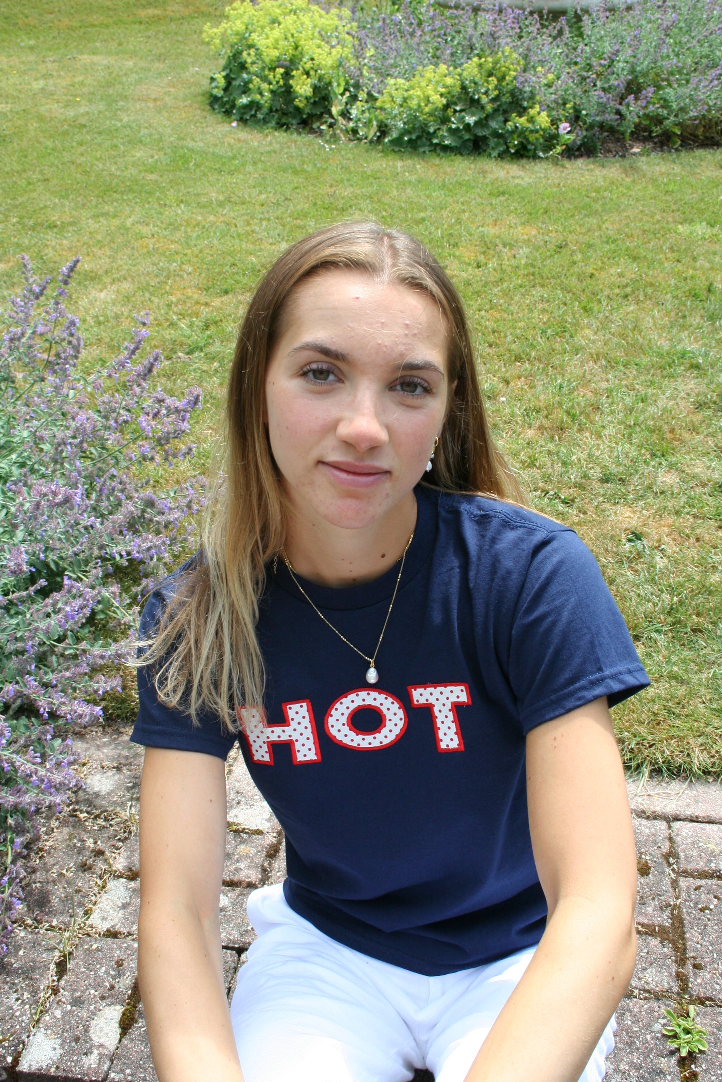 The HOT Baby Tee - Navy and Polka Dots