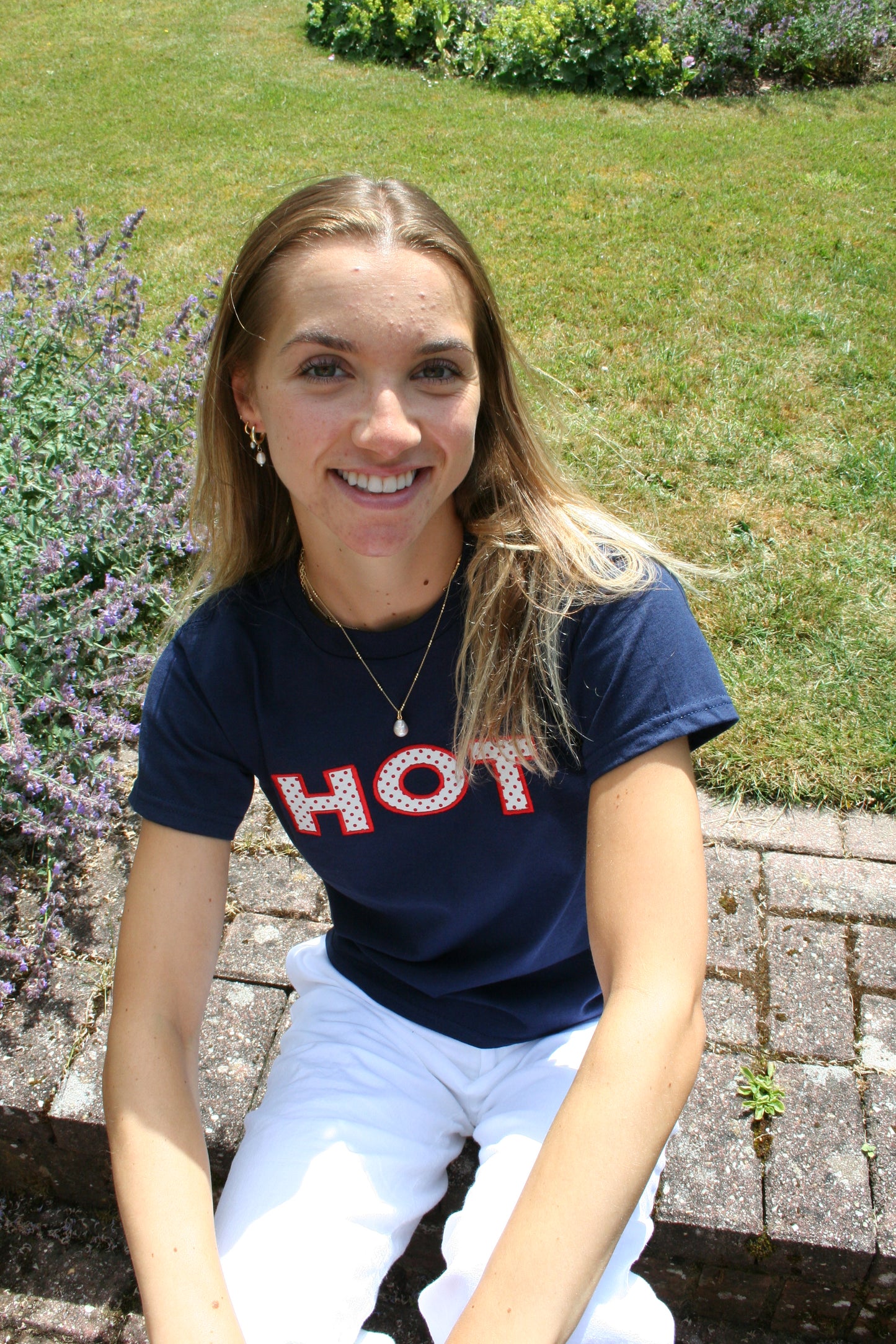 The HOT Baby Tee - Navy and Polka Dots