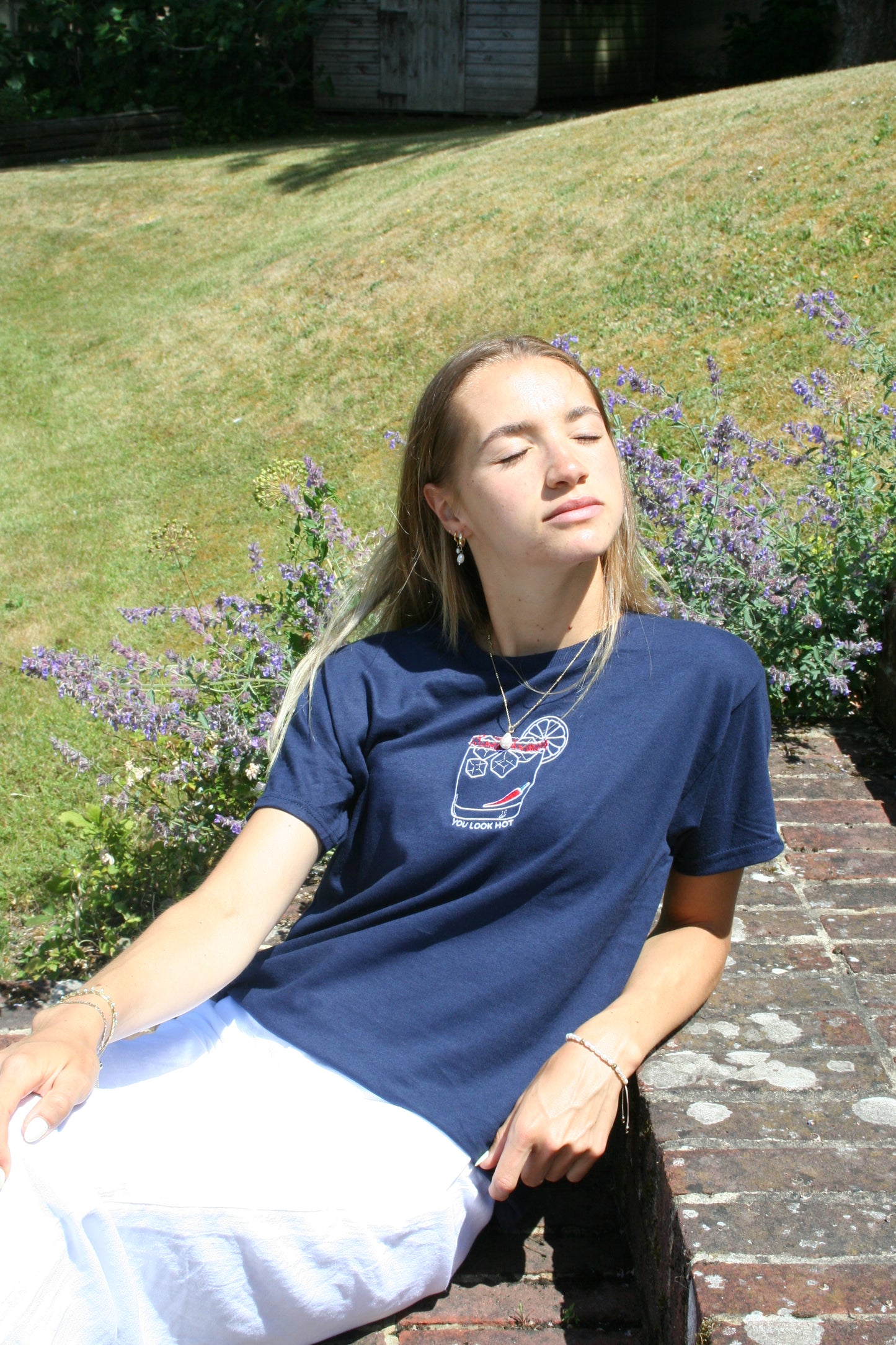 The SPICY Baby Tee - Navy and Spicy Marg