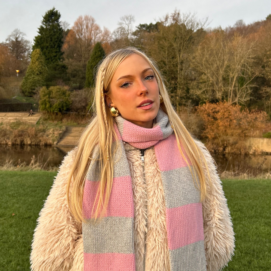 The YLH Scarf - Grey & Light Pink