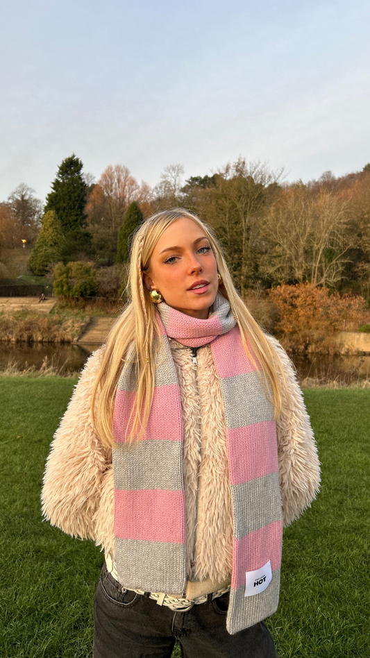The YLH Scarf - Grey & Light Pink