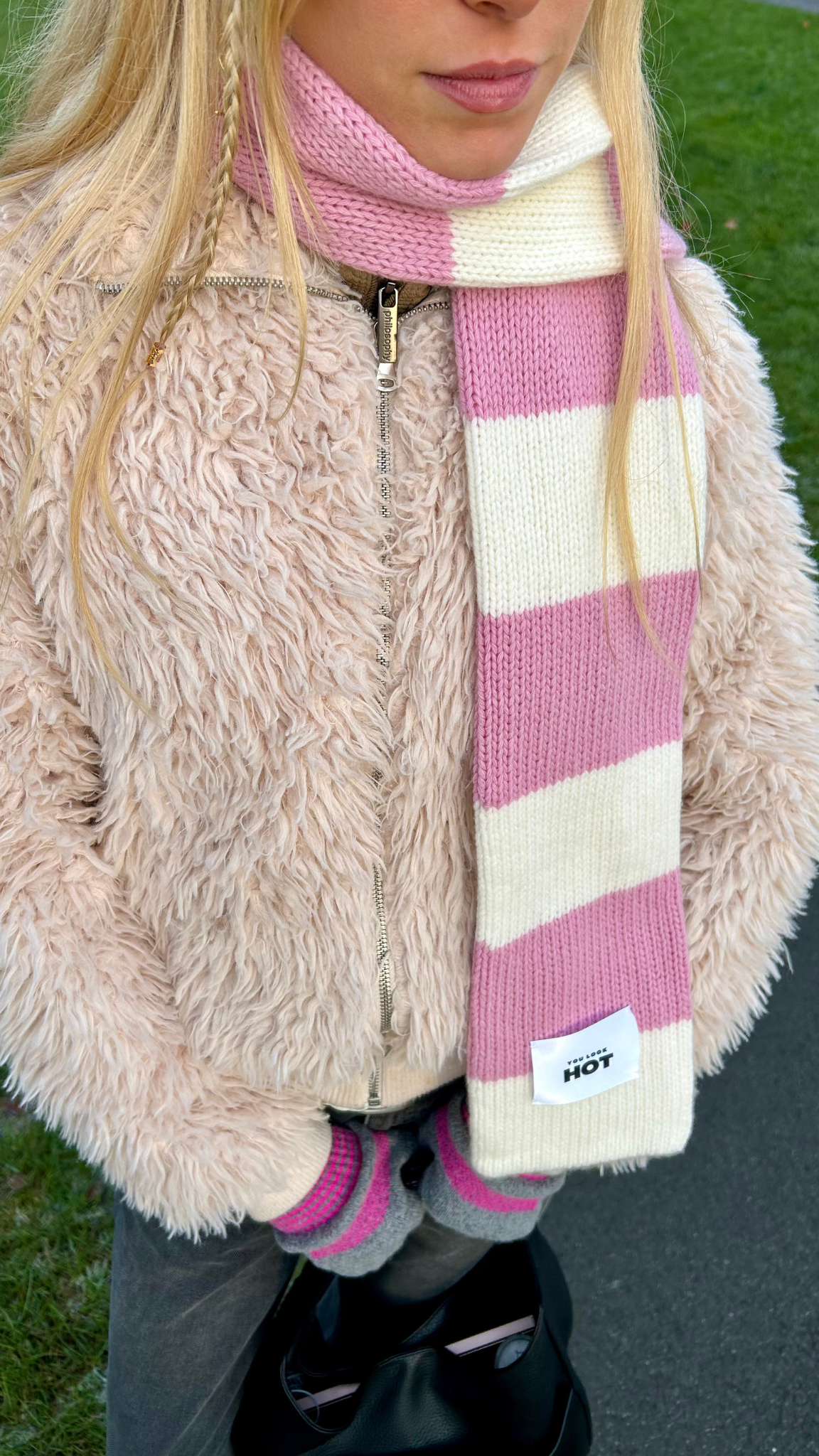 The YLH Scarf - Cream & Light Pink