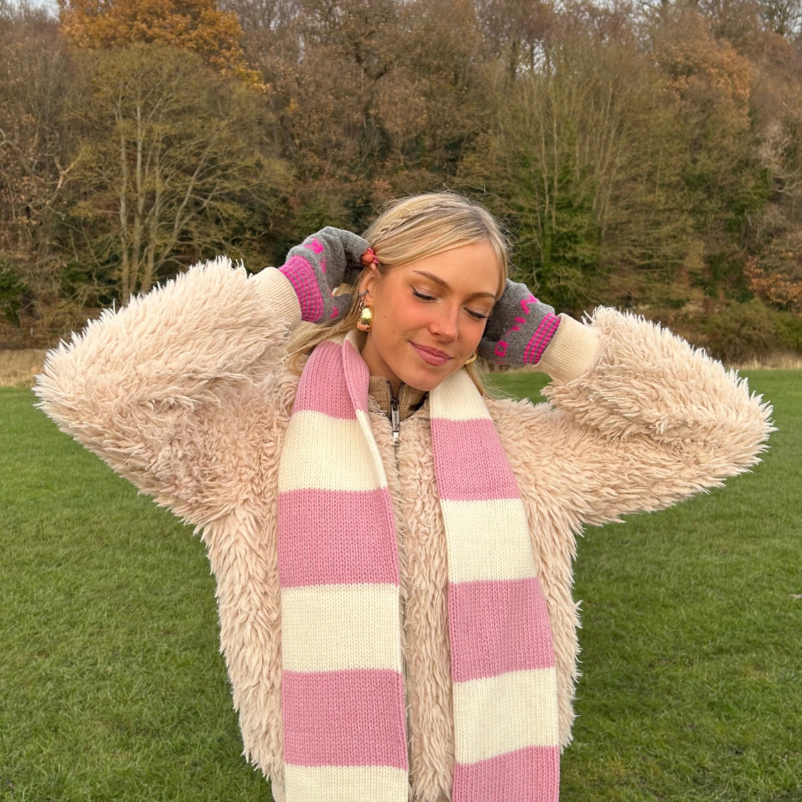 The YLH Scarf - Cream & Light Pink