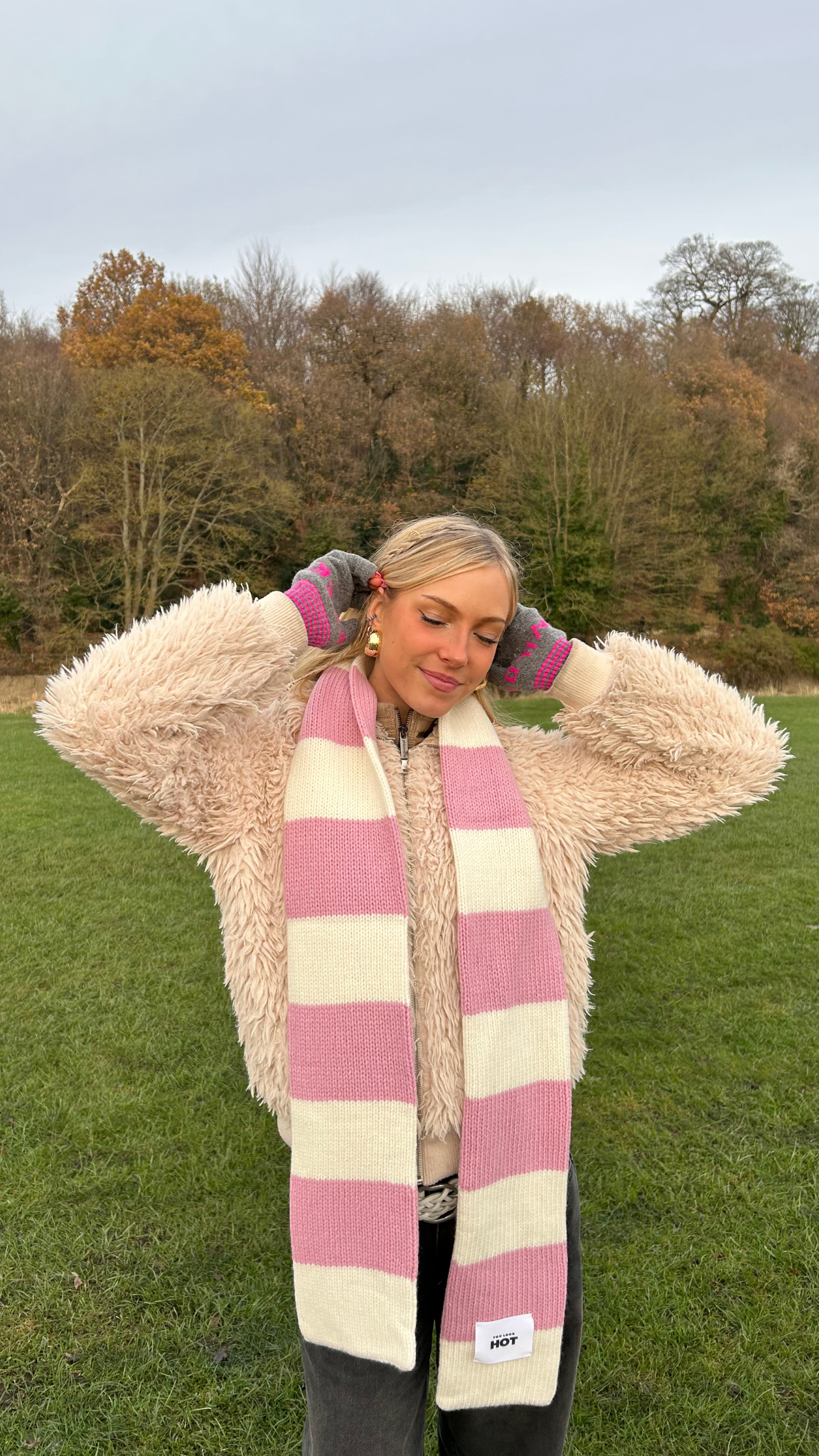 The YLH Scarf - Cream & Light Pink