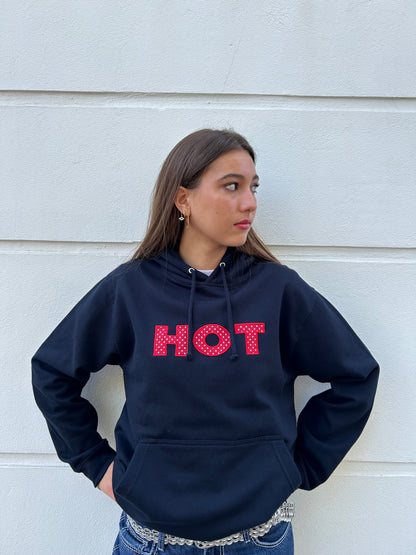 The HOT Hoodie - Navy and Polka Dots