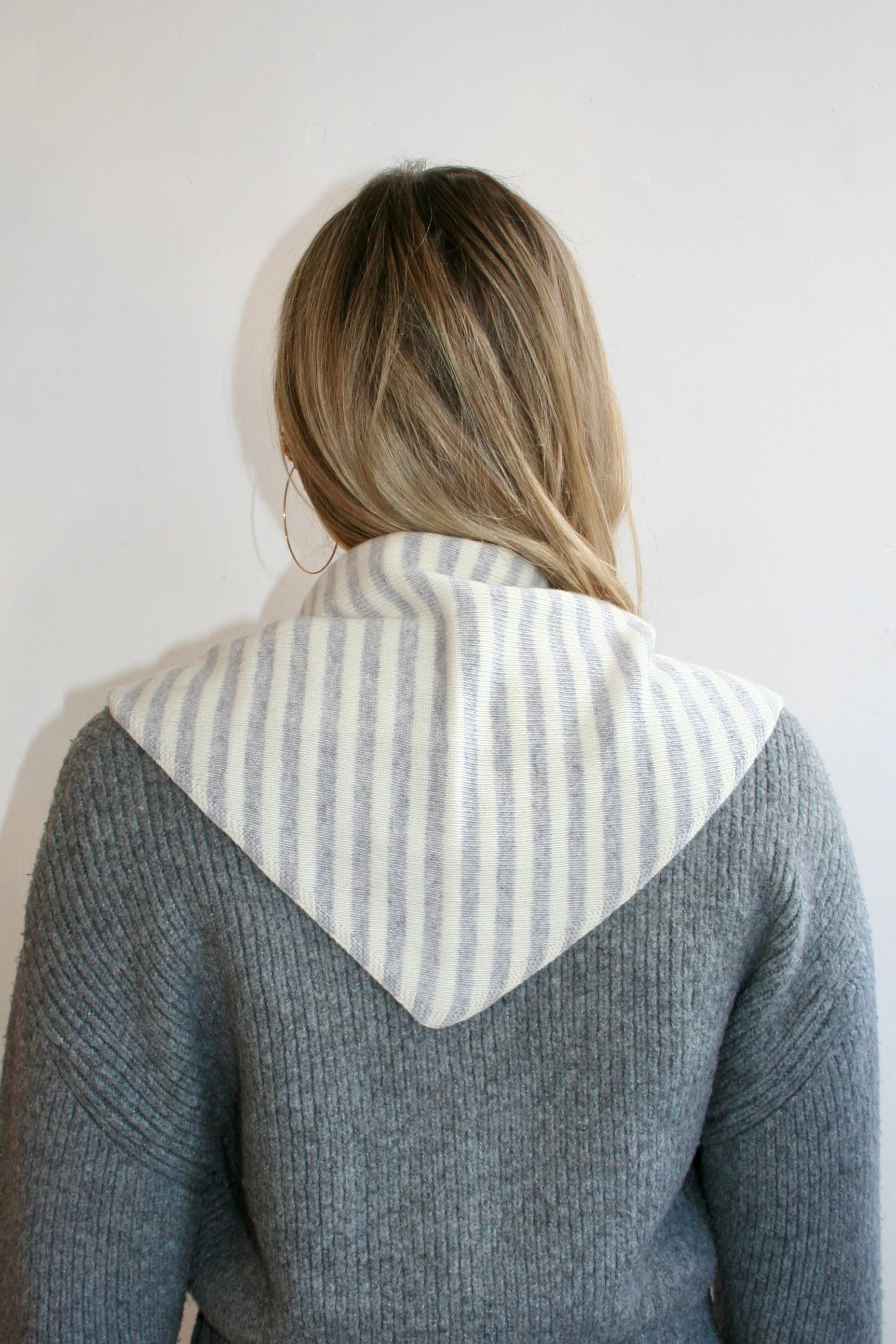 The Lily Triangle Scarf - Cream & Grey