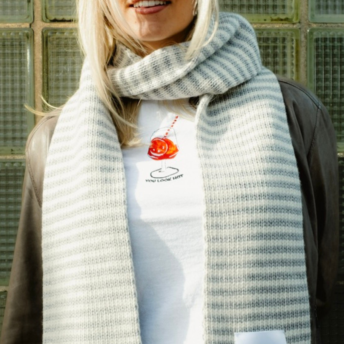 The Lorelai Scarf - Grey & Cream