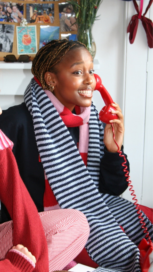 The Lorelai Scarf - Navy & Light Blue