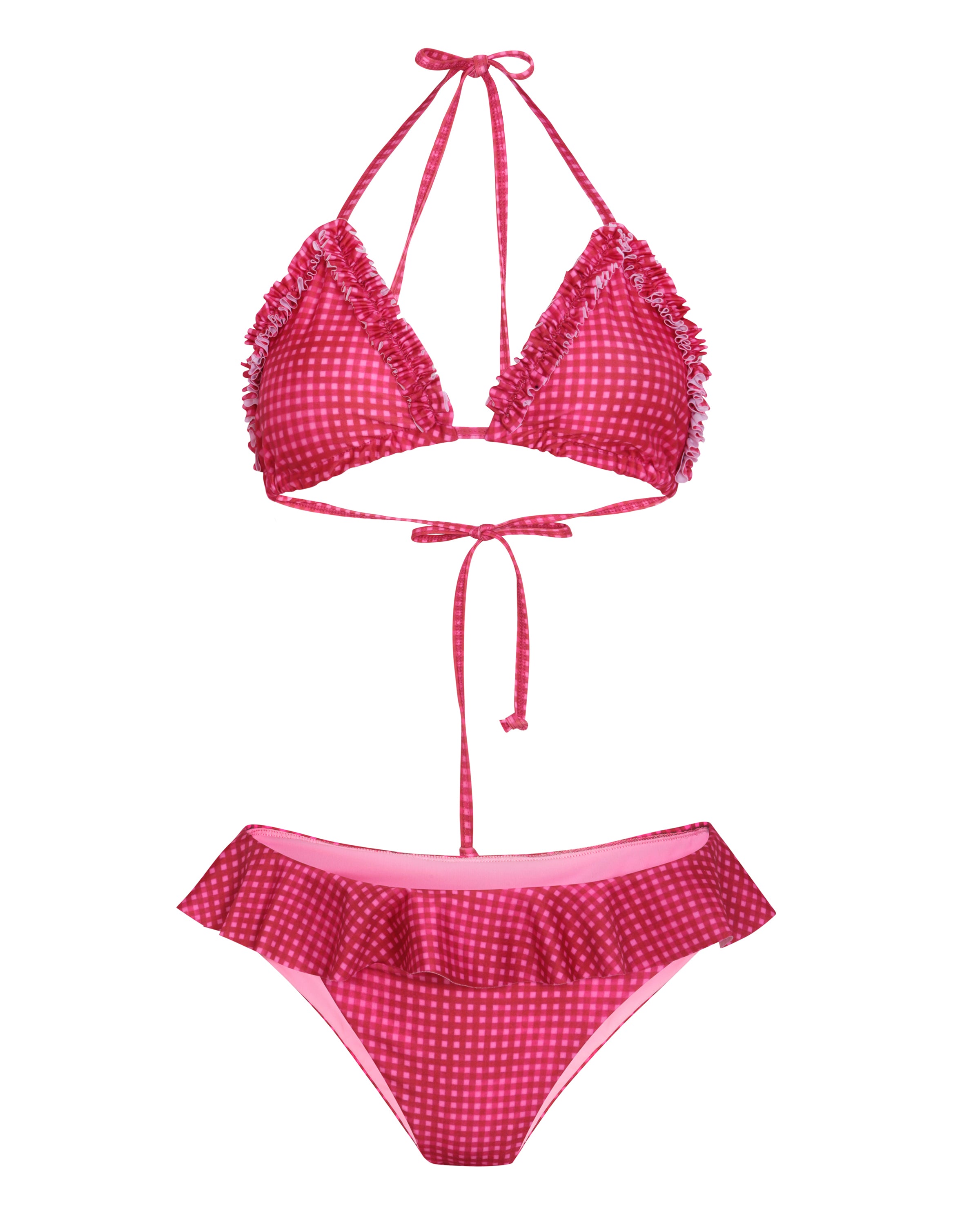 Flounce & Frill Bikini Bottoms - Pink Gingham
