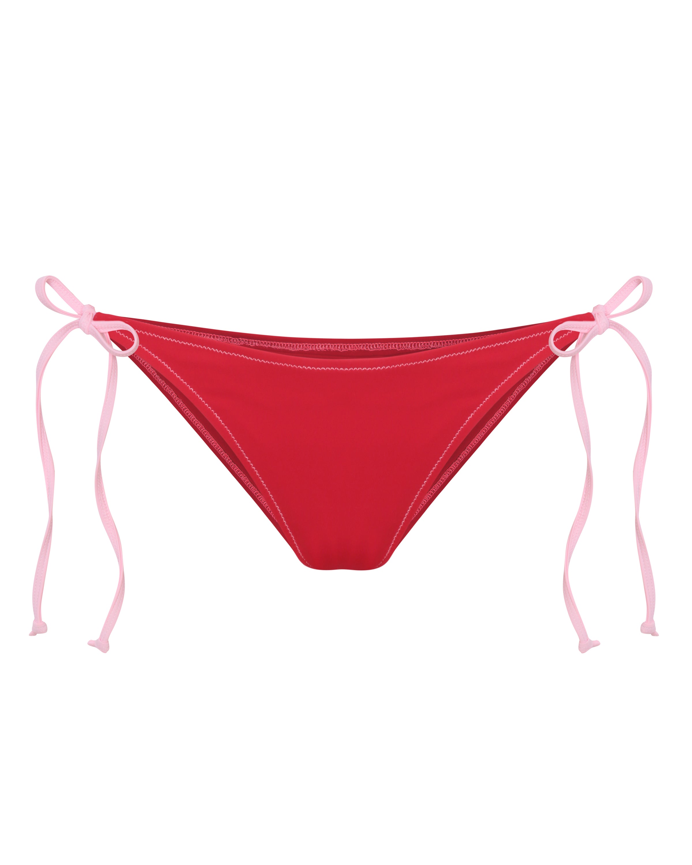Tie Side Bikini Bottoms - Red & Pink