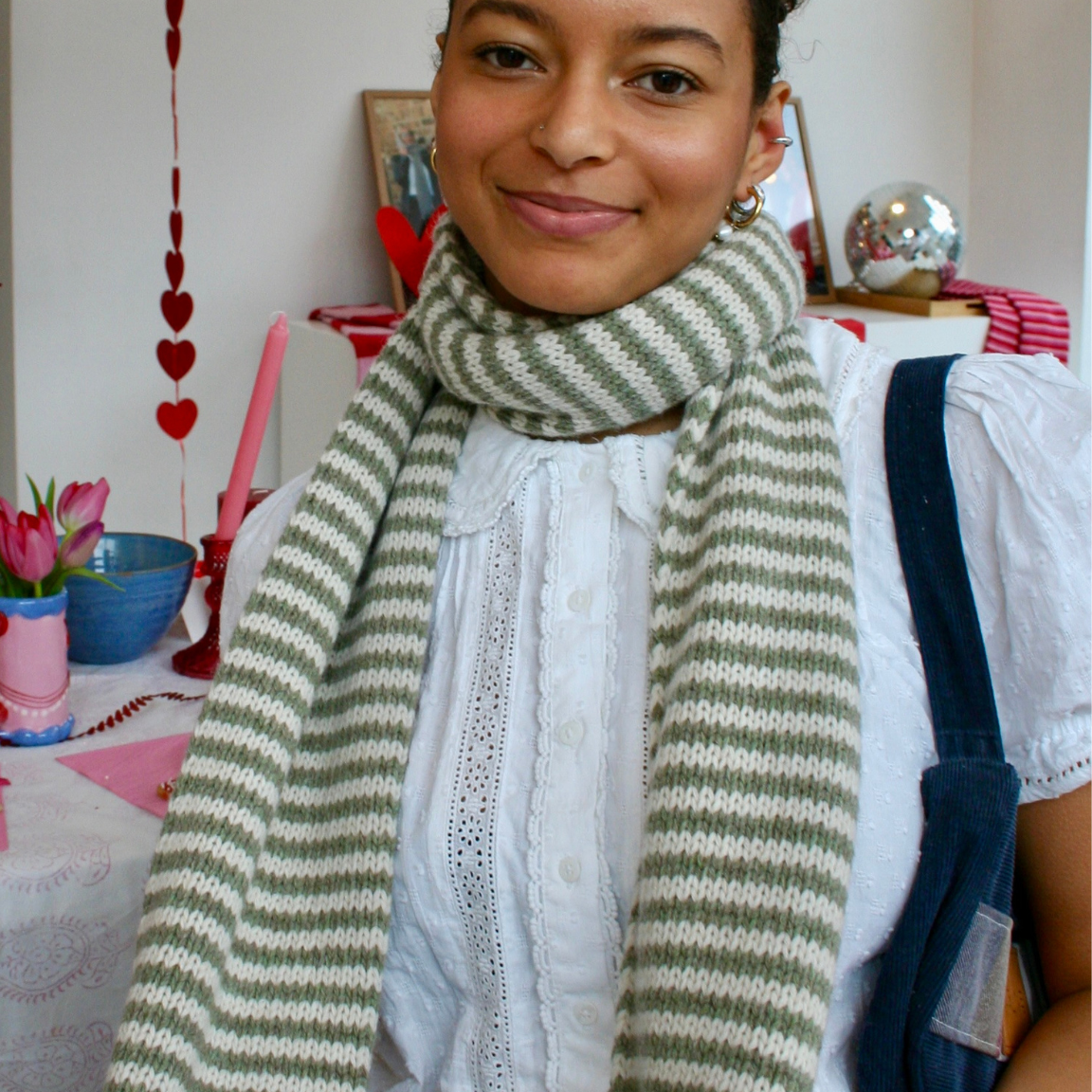 The Lorelai Scarf - Pistachio & Cream