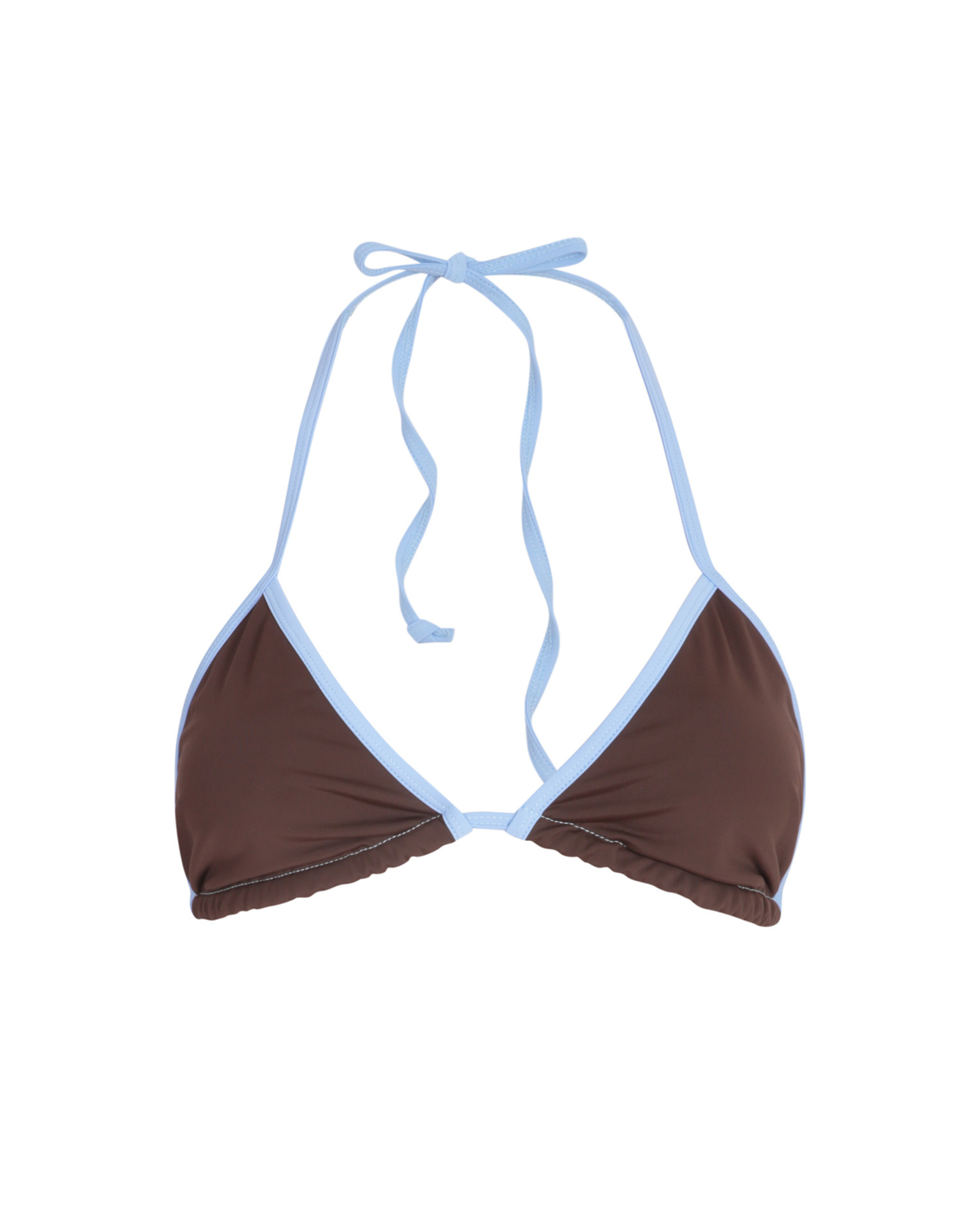 The Tiggy Bikini Top - Brown & Light Blue