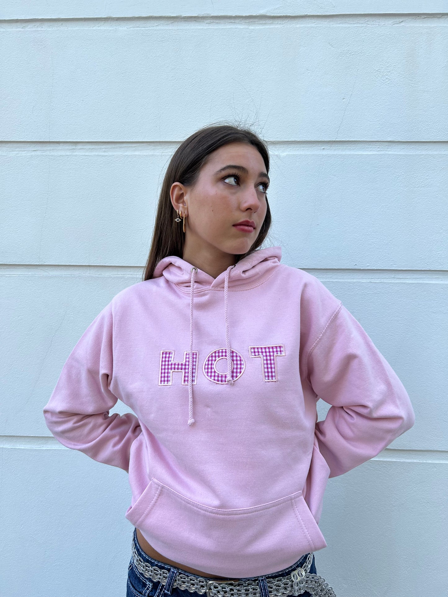 The HOT Hoodie - Pink and gingham