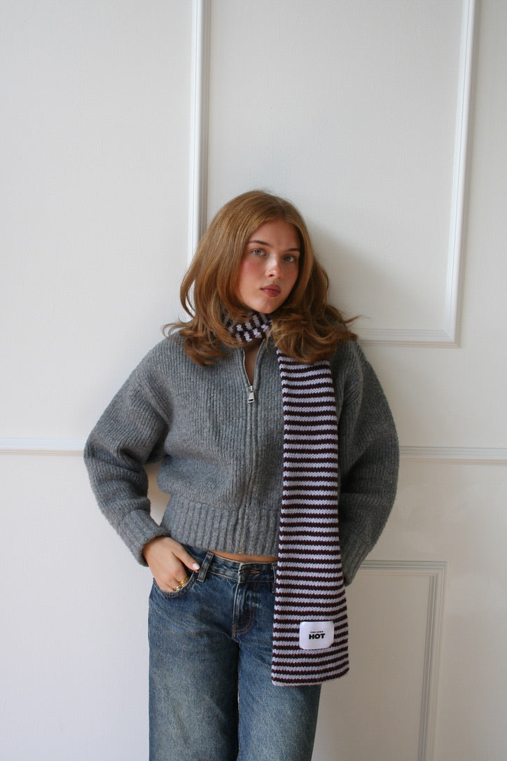 The Lorelai Scarf - Light Blue & Red
