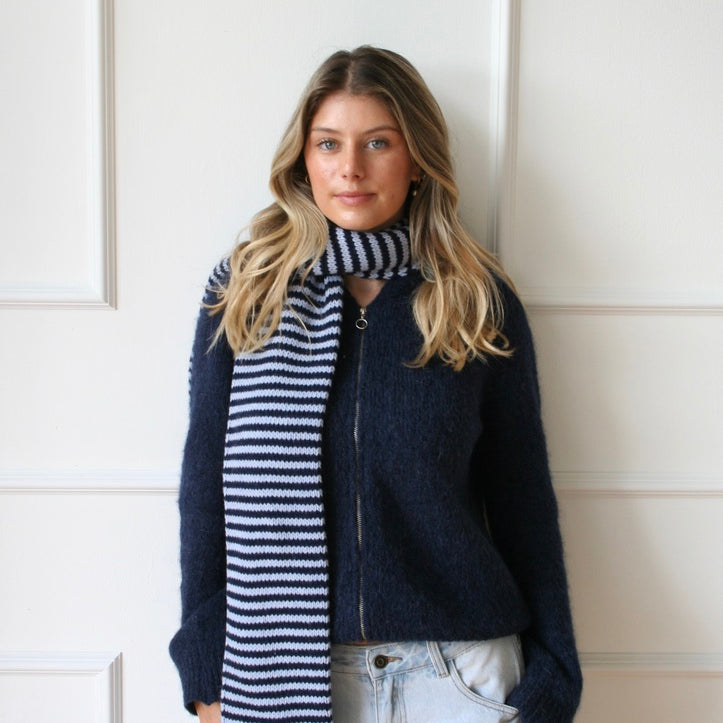 The Lorelai Scarf - Navy & Light Blue