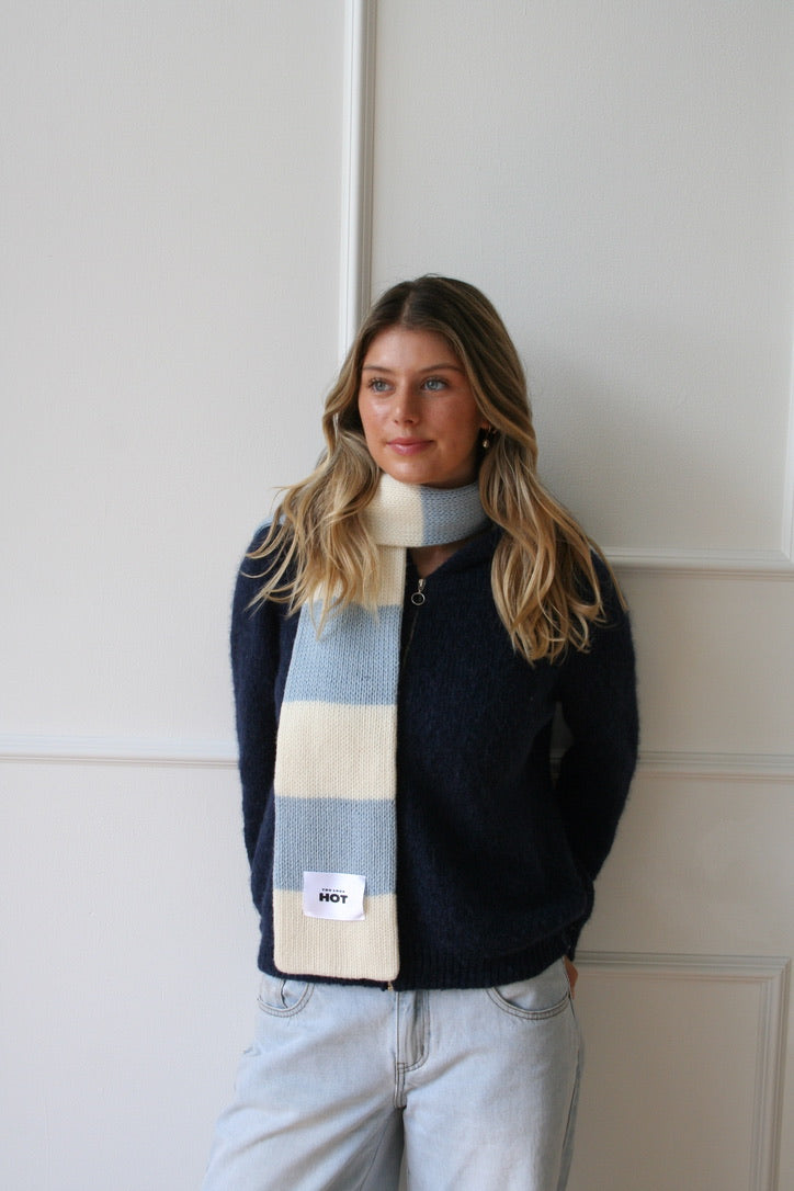 The YLH Scarf - Cream & Baby Blue