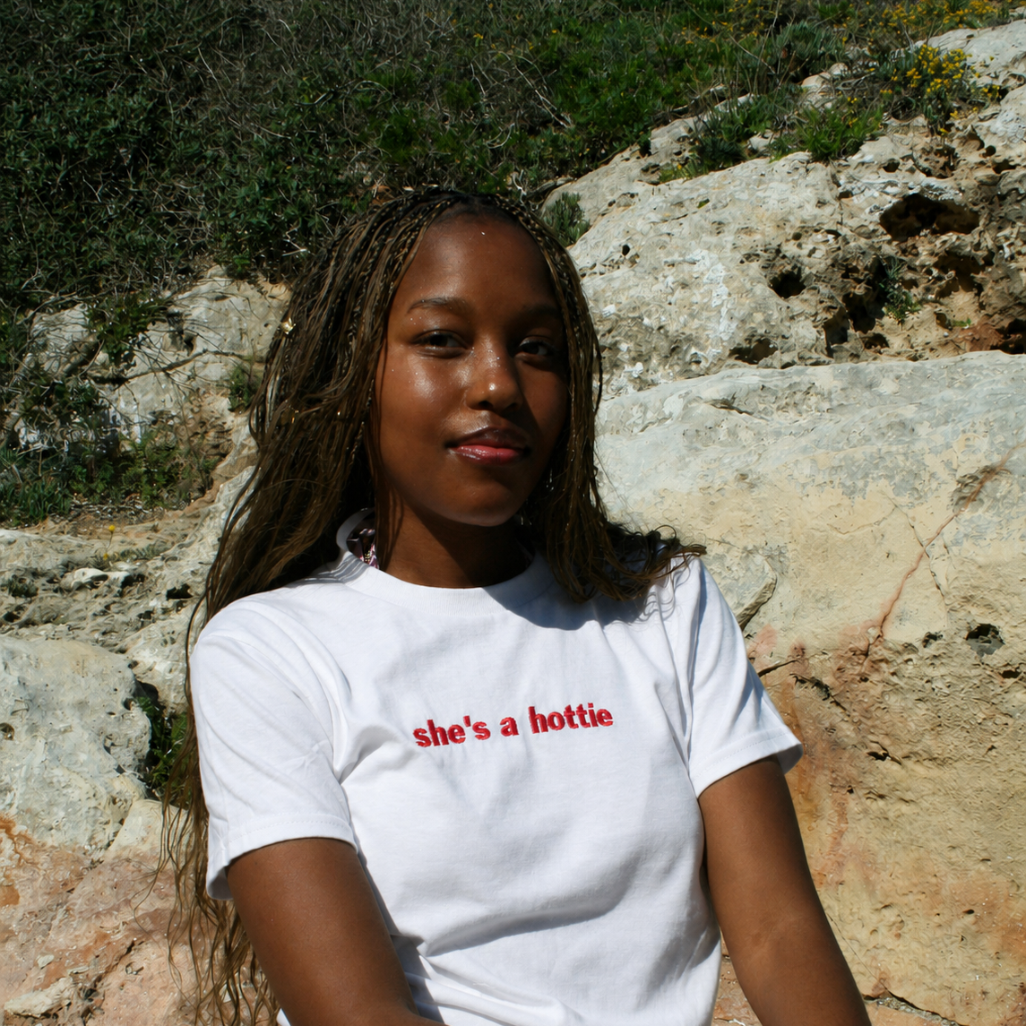 She's a Hottie Baby Tee - White