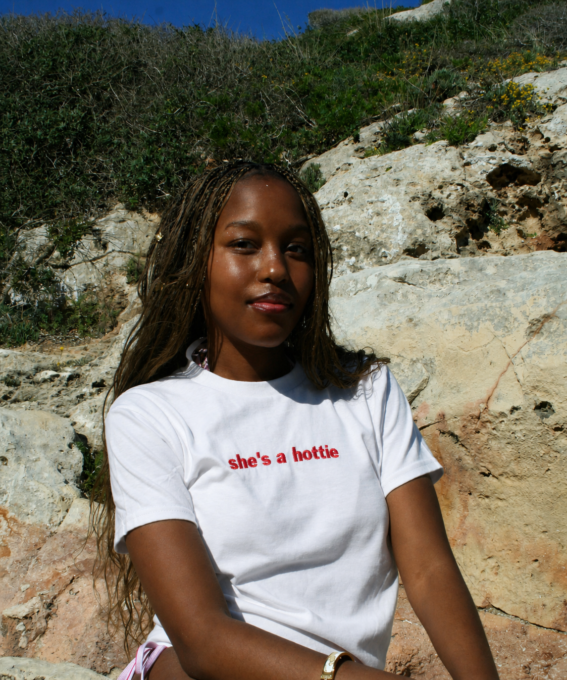 She's a Hottie Baby Tee - White