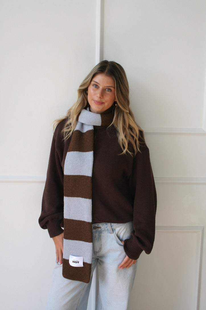 The YLH Scarf - Brown & Light Blue