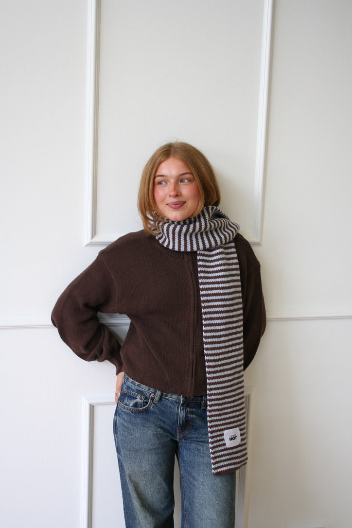 The Lorelai Scarf - Brown & Light Blue