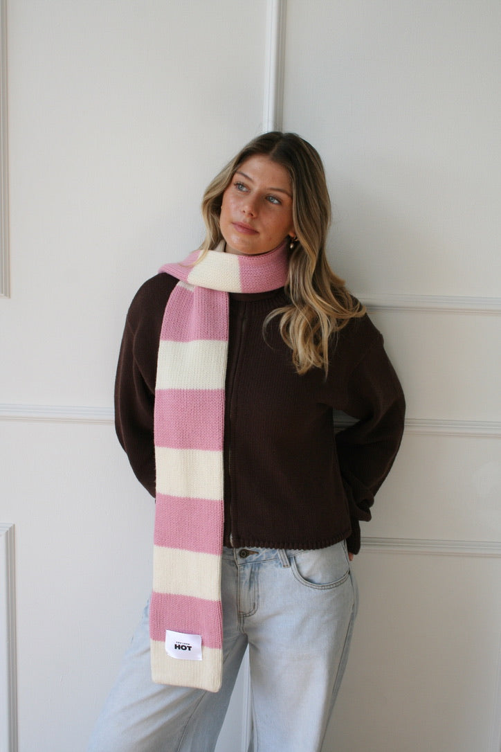 The YLH Scarf - Cream & Light Pink