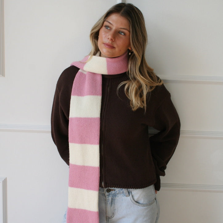 The YLH Scarf - Cream & Light Pink