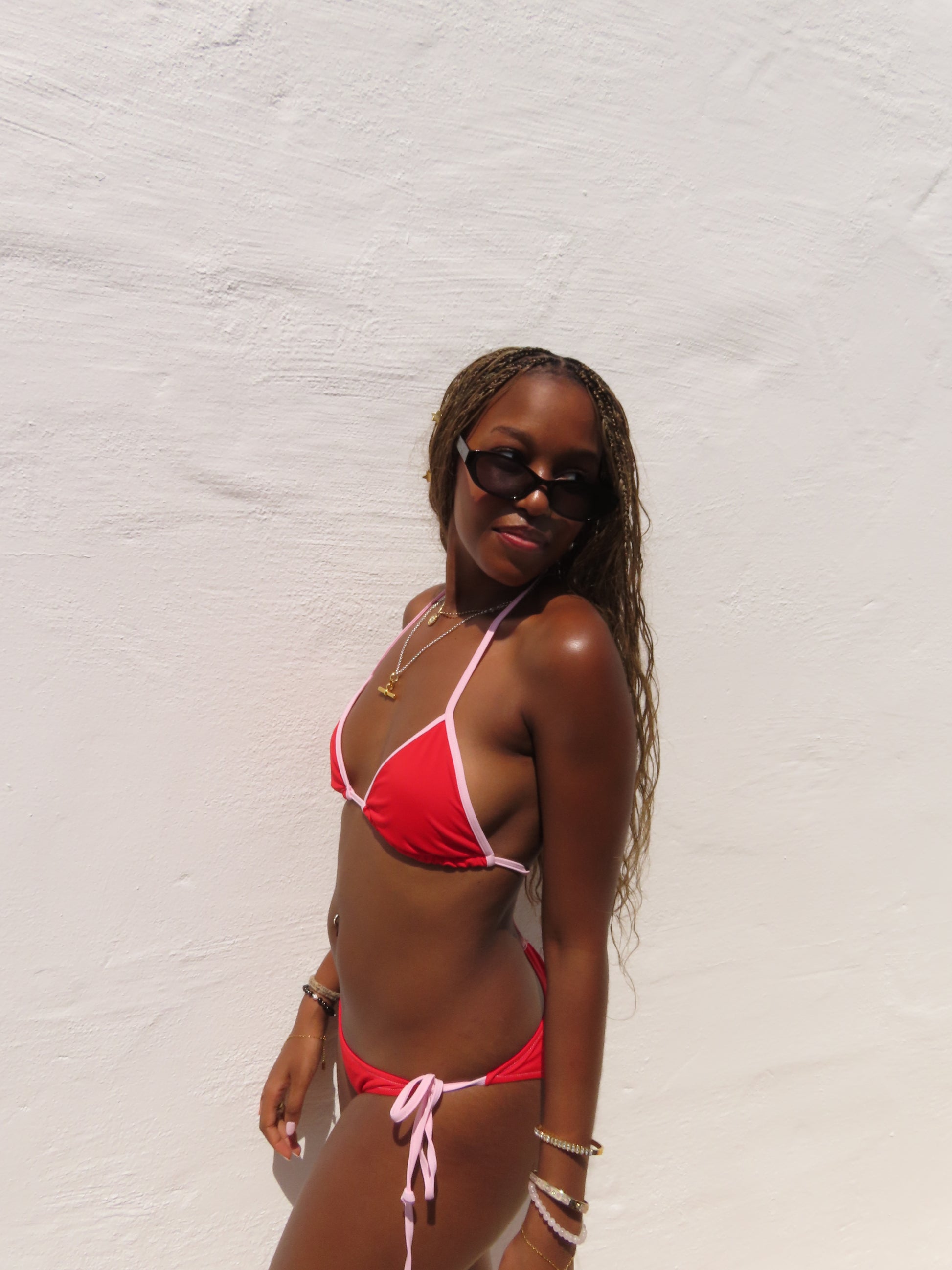 The Tiggy Bikini Top - Red & Pink