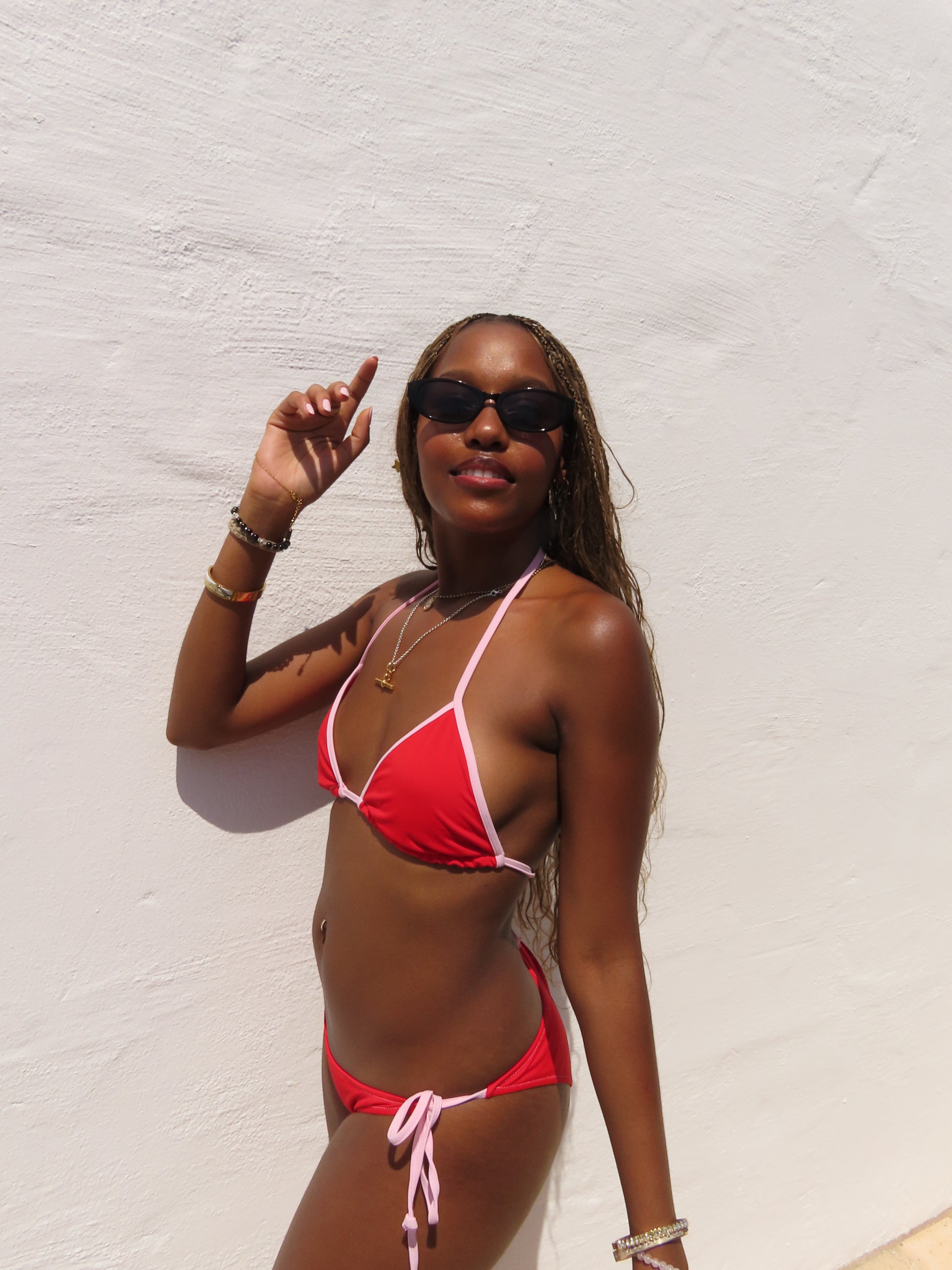 The Tiggy Bikini Top - Red & Pink
