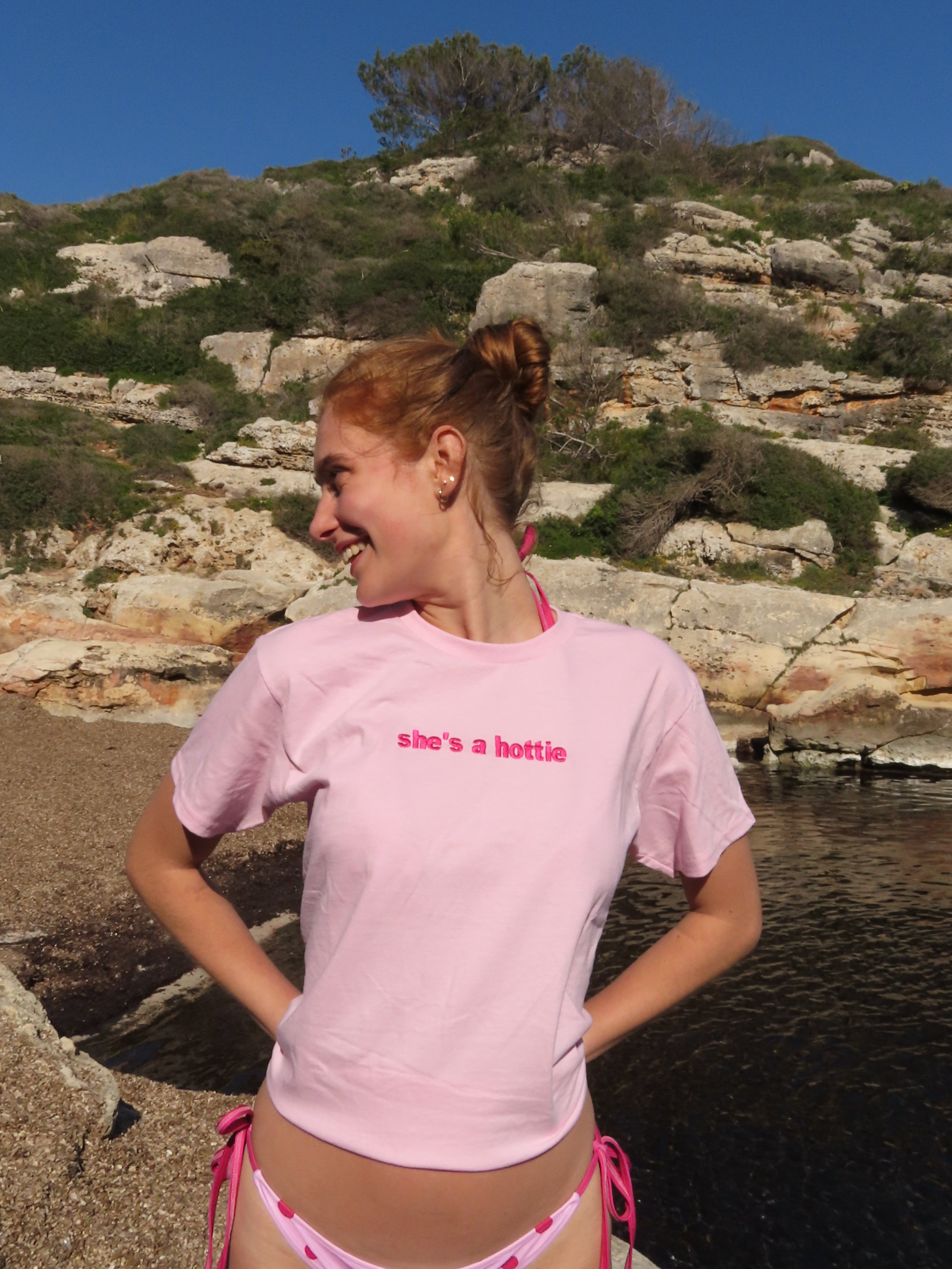 She's a Hottie Baby Tee - Pink