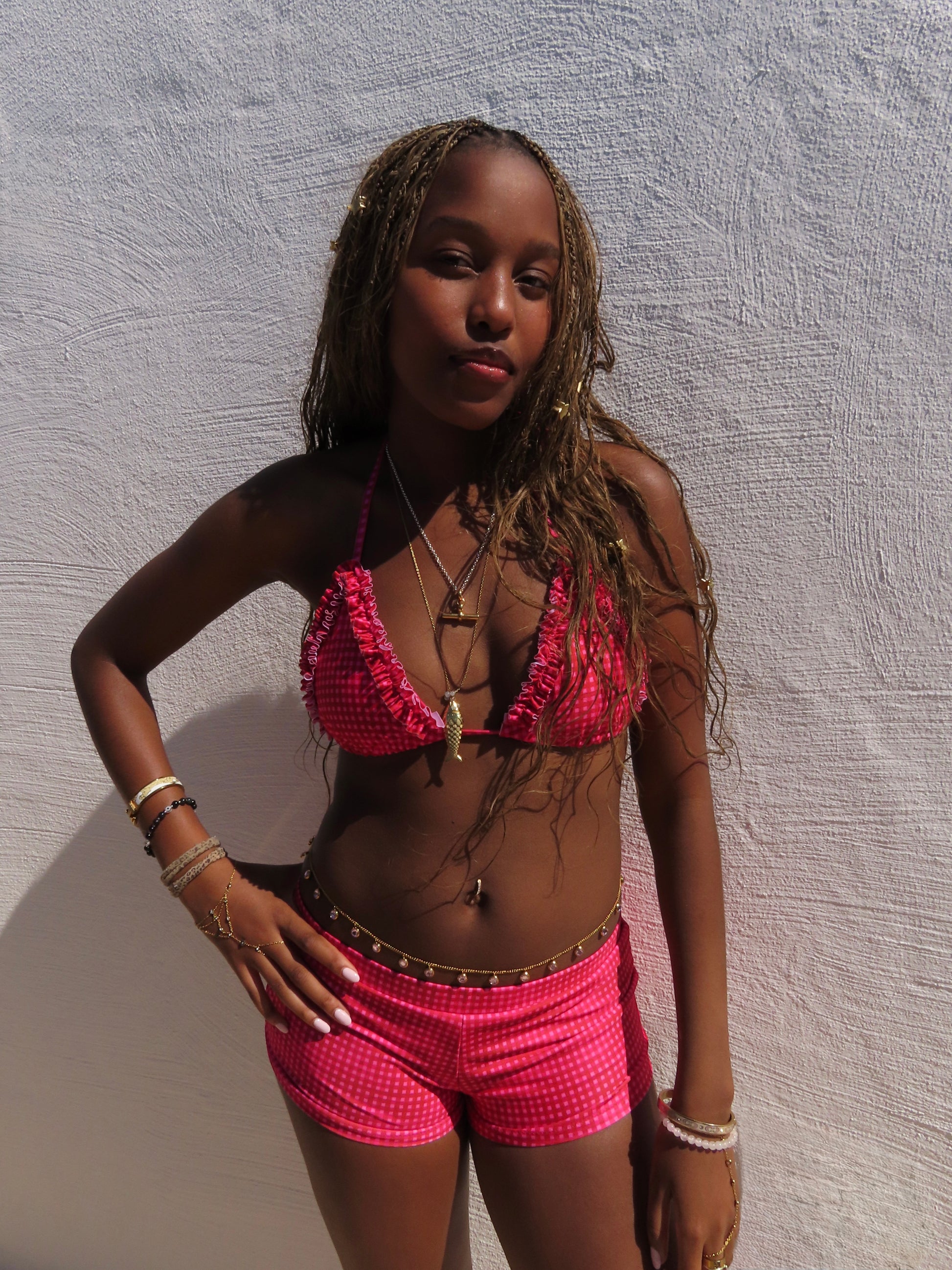 The Tshenolo Shorts - Pink Gingham