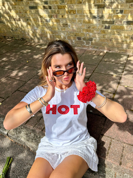 The HOT Baby Tee - White and Polka Dots