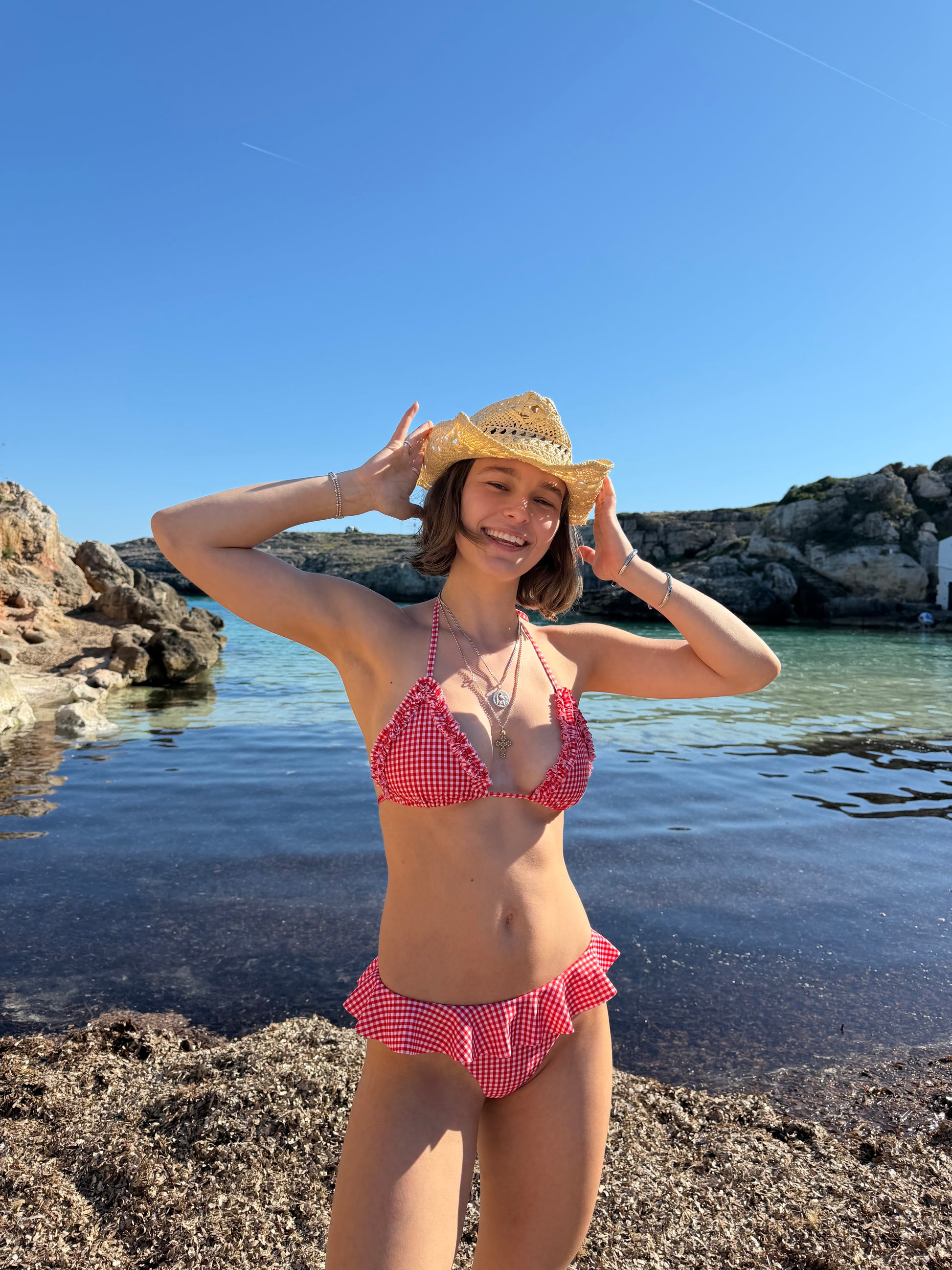 The Erin Bikini Top - Red Gingham