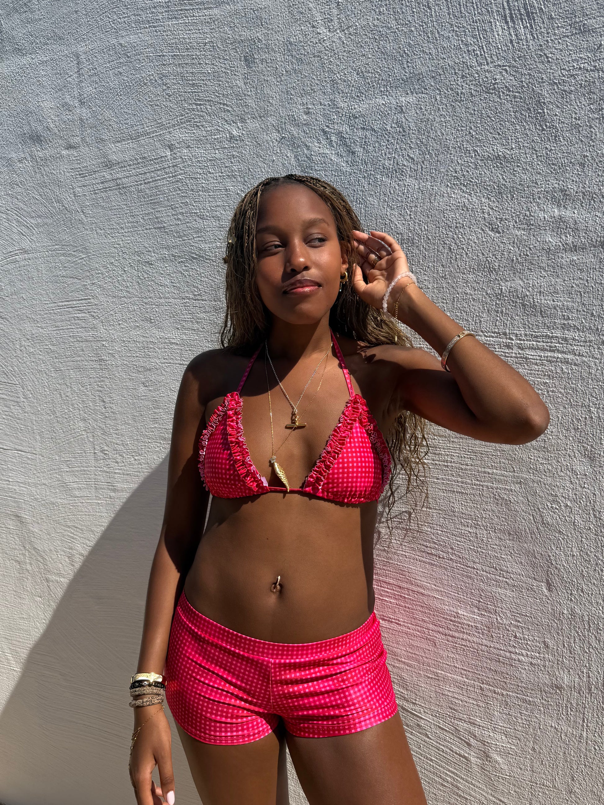 The Tshenolo Shorts - Pink Gingham