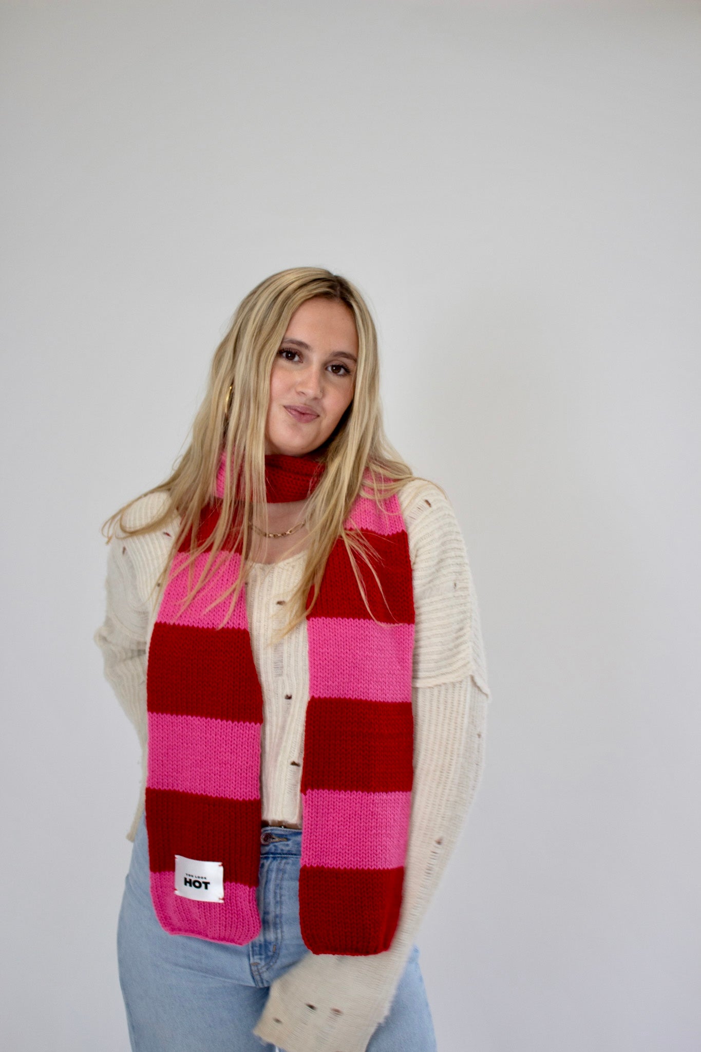 Pink and red sale scarf