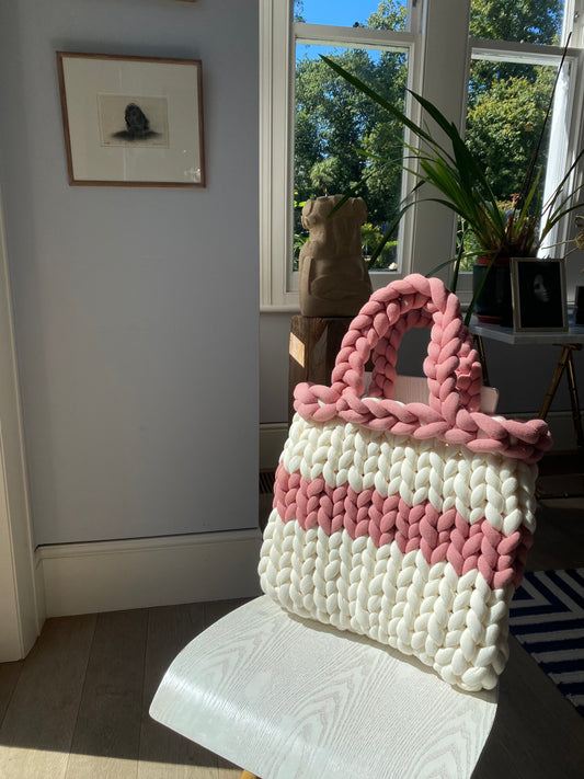 The Chunky Tote - White/Pink