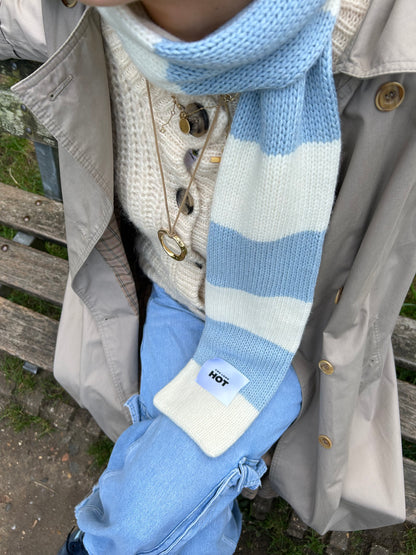 The YLH Scarf - Cream/Baby Blue