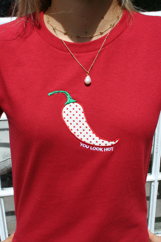 The SPICY Baby Tee - Red and Polka Dot Chilli