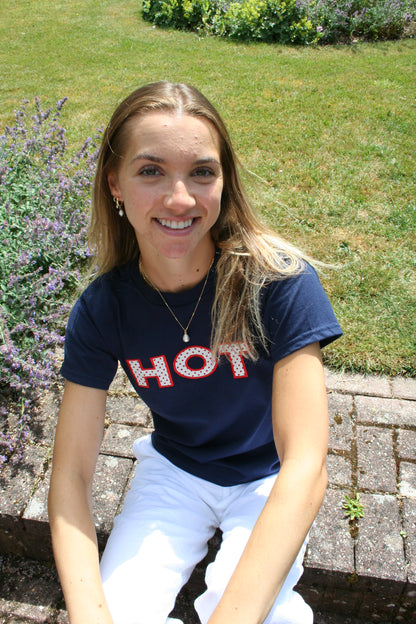 The HOT Baby Tee - Navy and Polka Dots