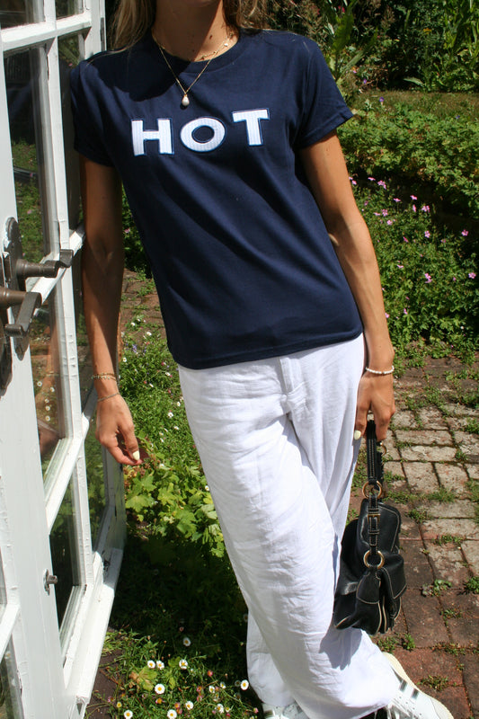 The HOT Baby Tee - Navy and Blue Stripes