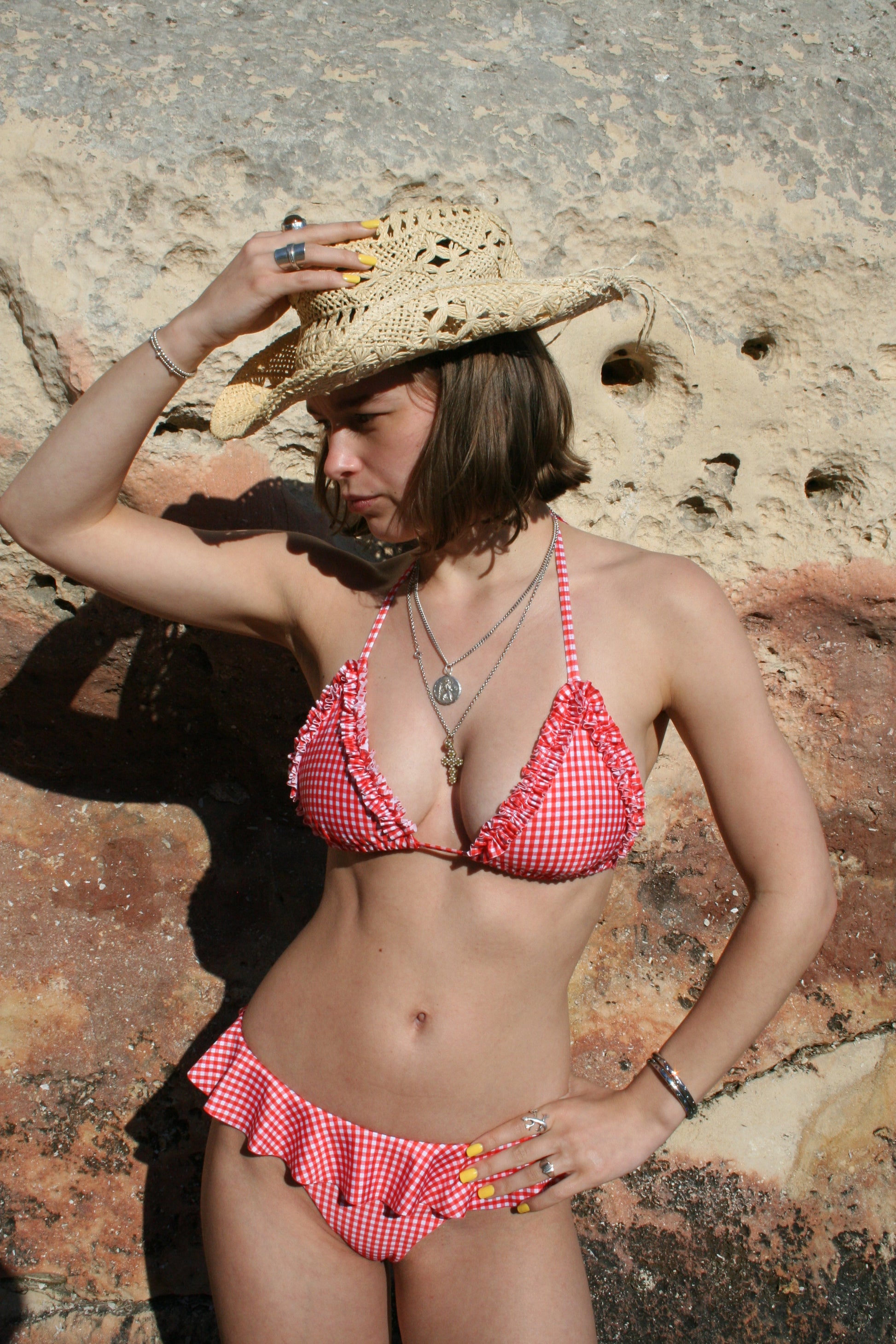 The Erin Bikini Top - Red Gingham