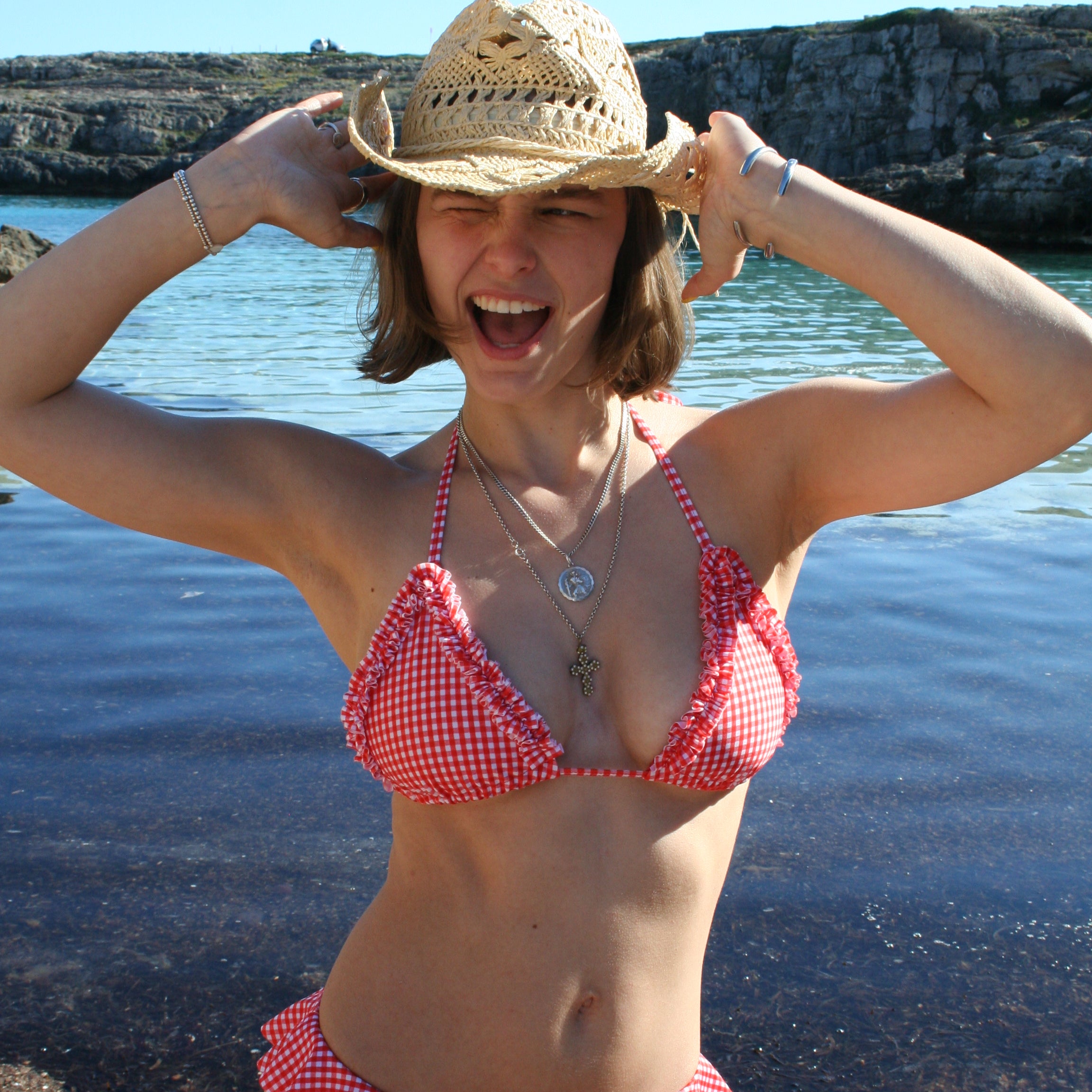The Erin Bikini Top - Red Gingham
