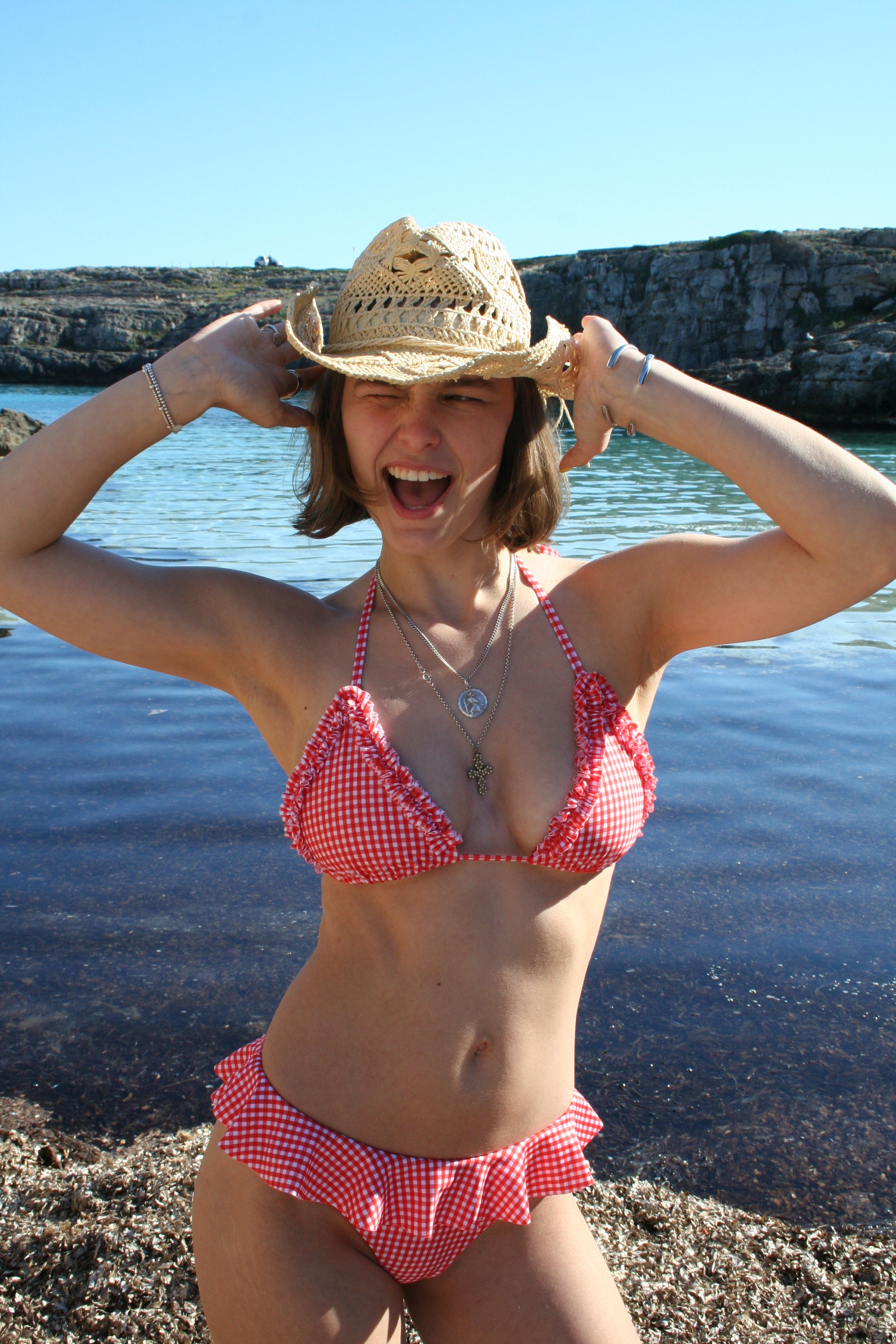 The Erin Bikini Top - Red Gingham