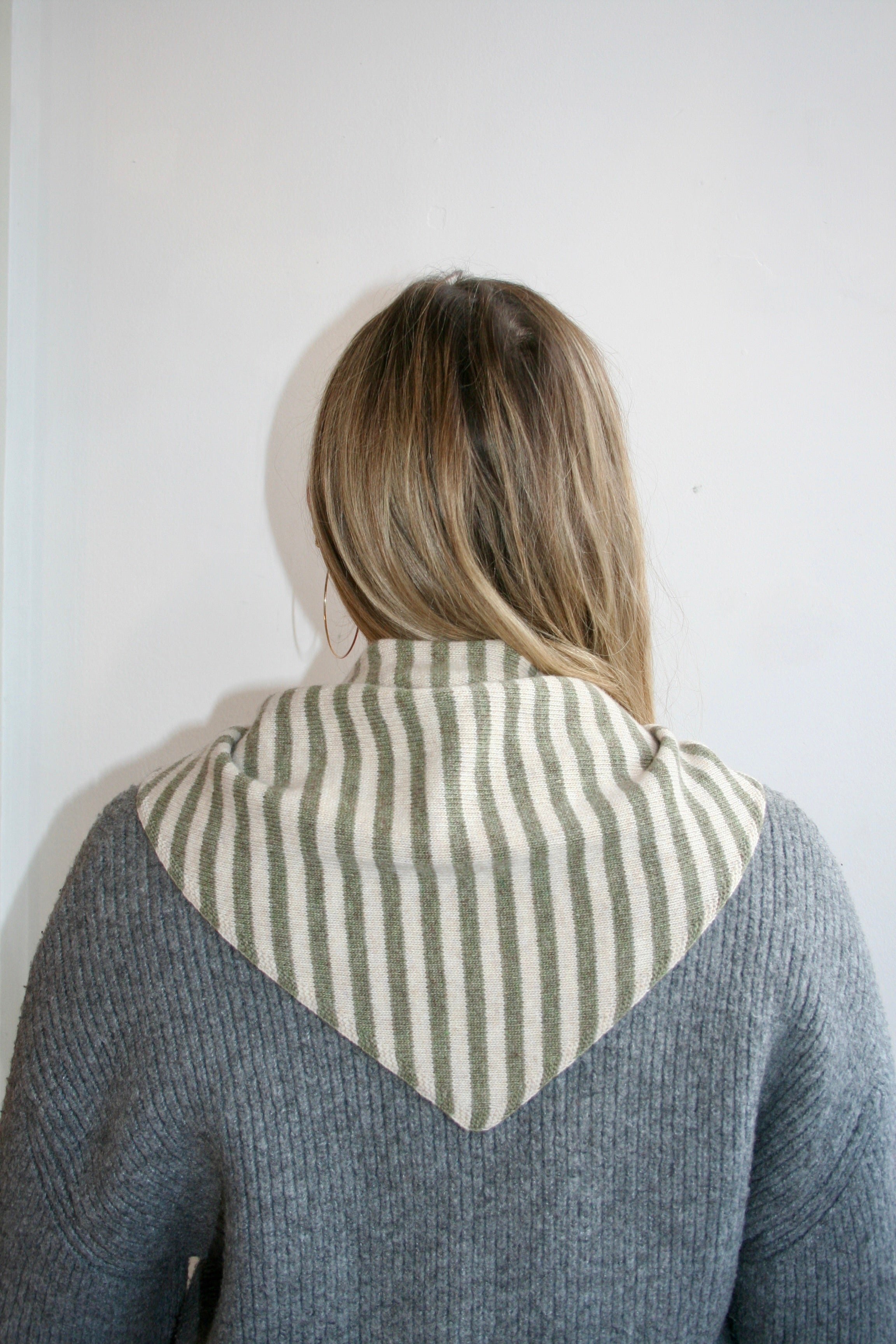 The Lily Triangle Scarf - Green & Beige