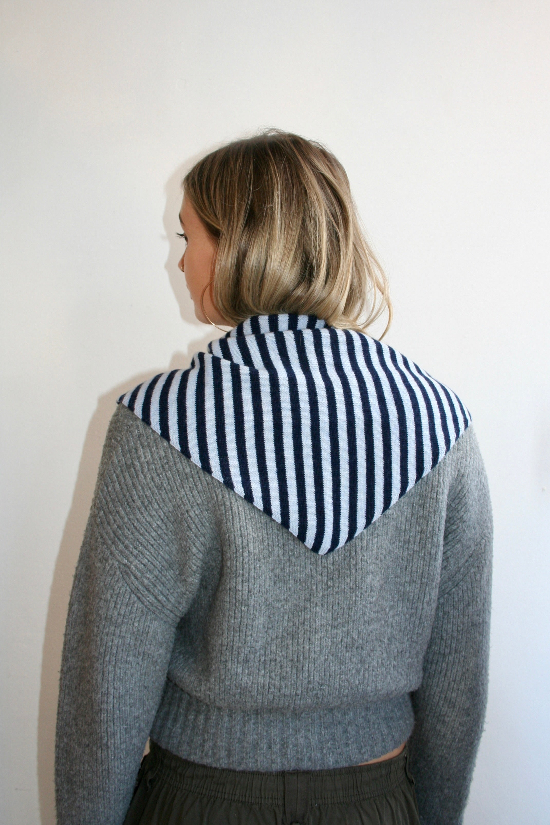 The Lily Triangle Scarf - Light Blue & Navy
